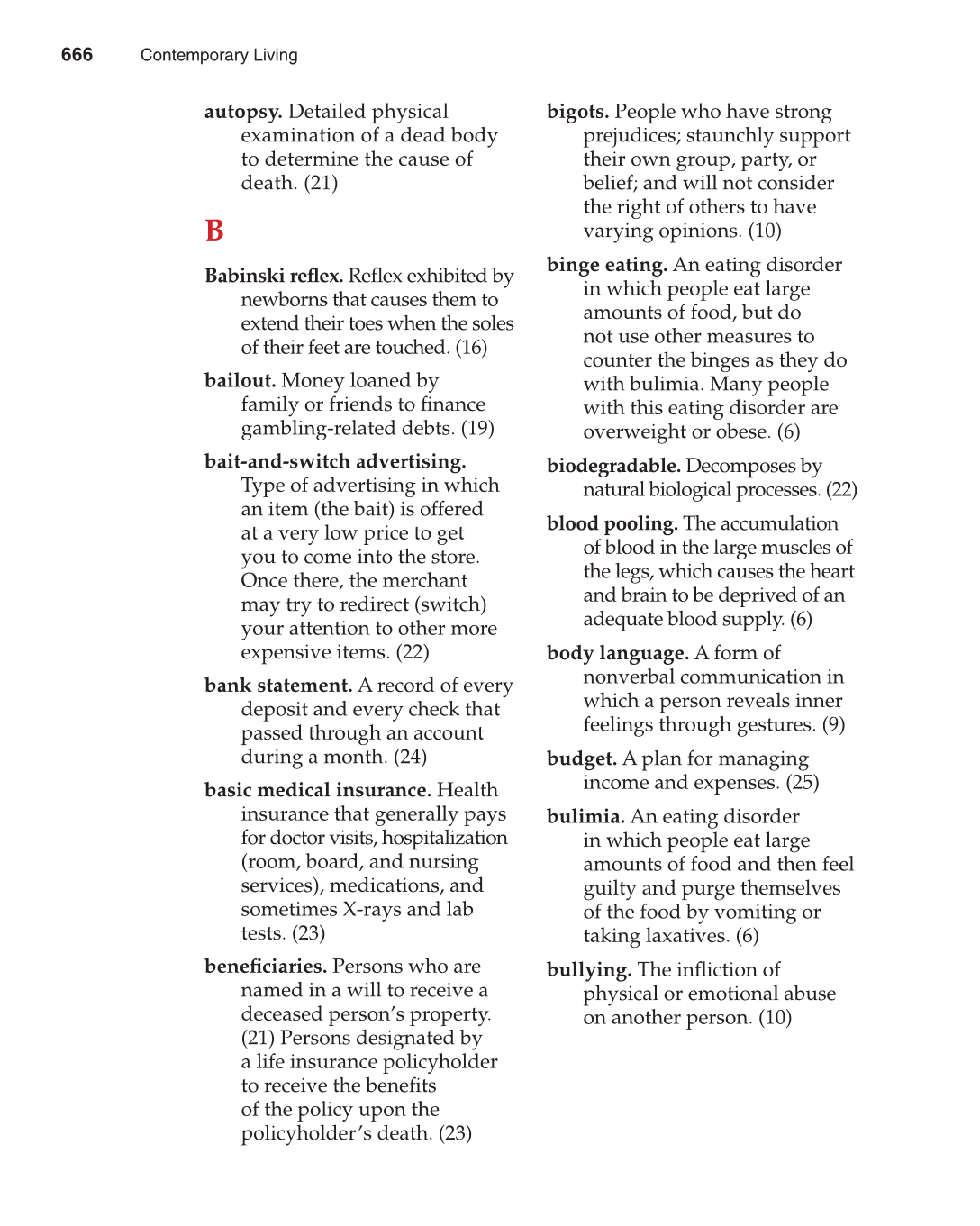 Contemporary Living, 12th Edition page 666