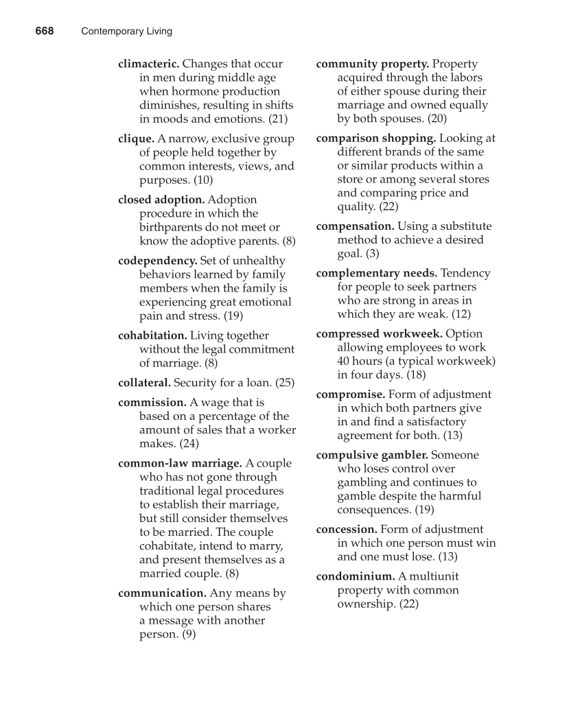 Contemporary Living, 12th Edition page 668