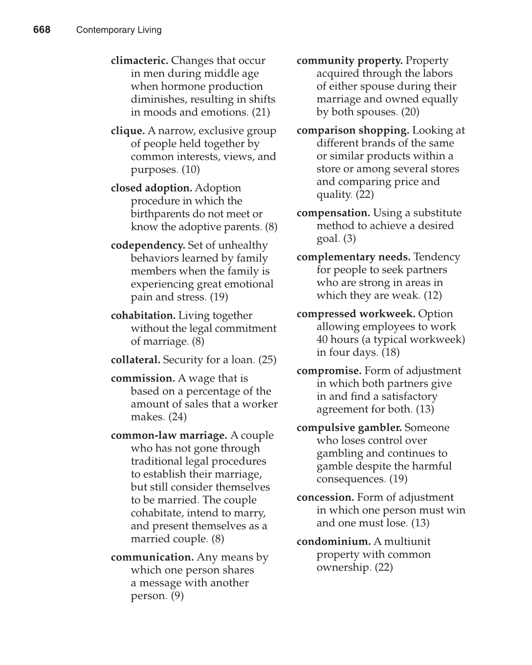 Contemporary Living, 12th Edition page 668