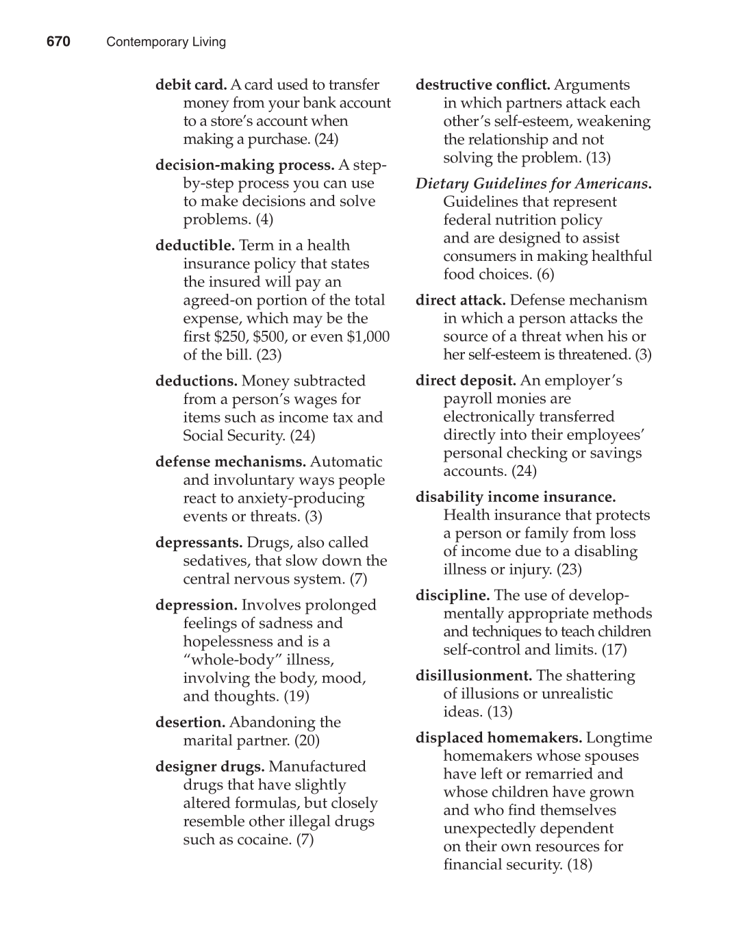 Contemporary Living, 12th Edition page 670