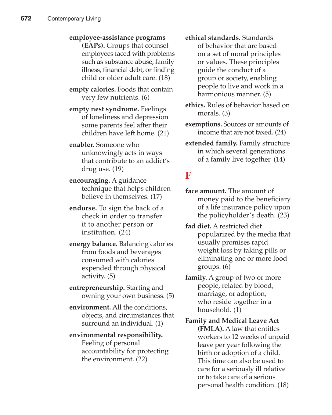 Contemporary Living, 12th Edition page 672