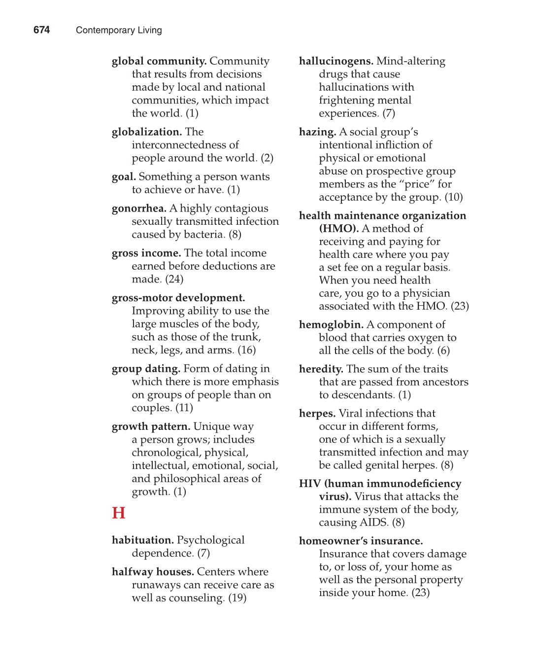 Contemporary Living, 12th Edition page 674