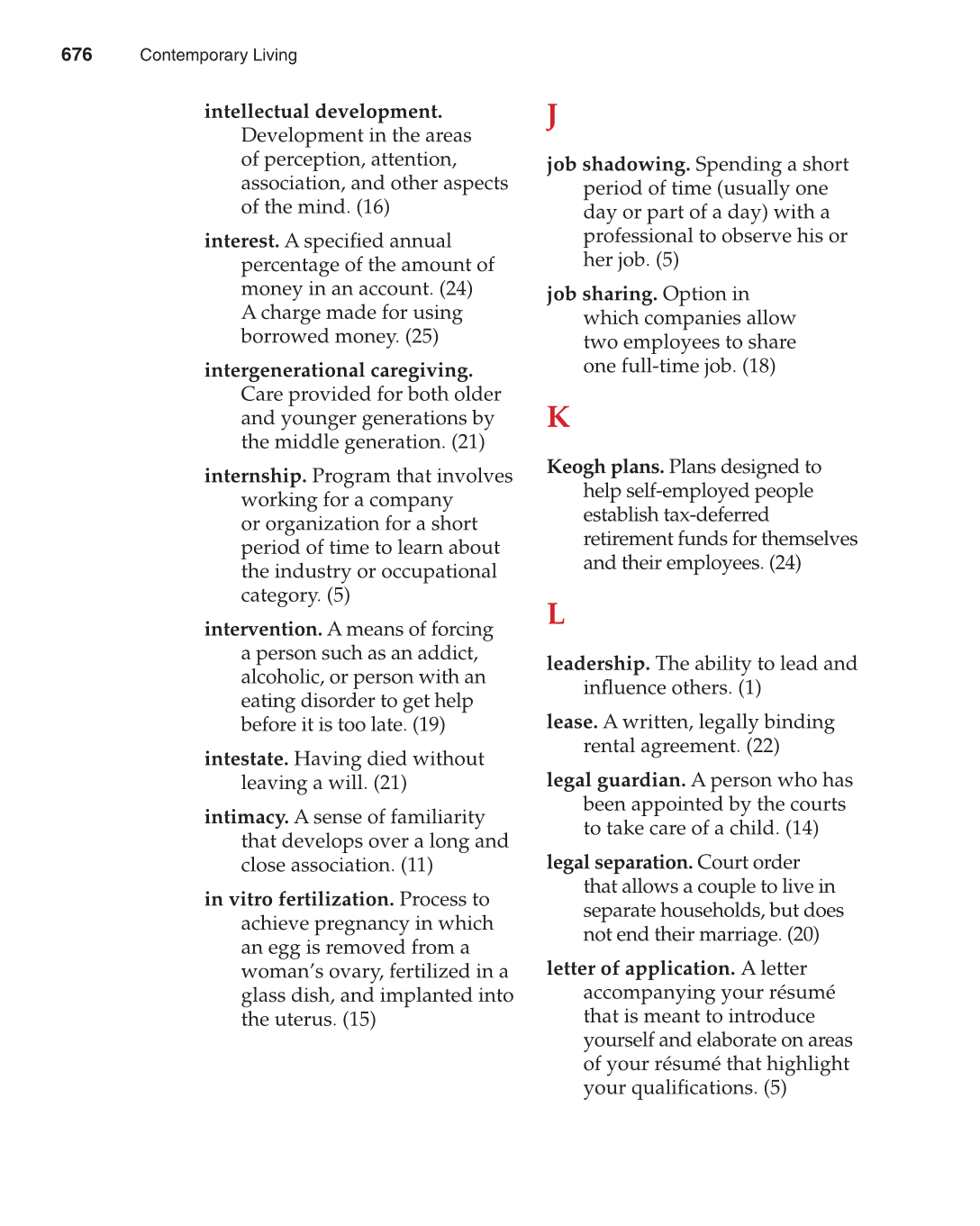 Contemporary Living, 12th Edition page 676