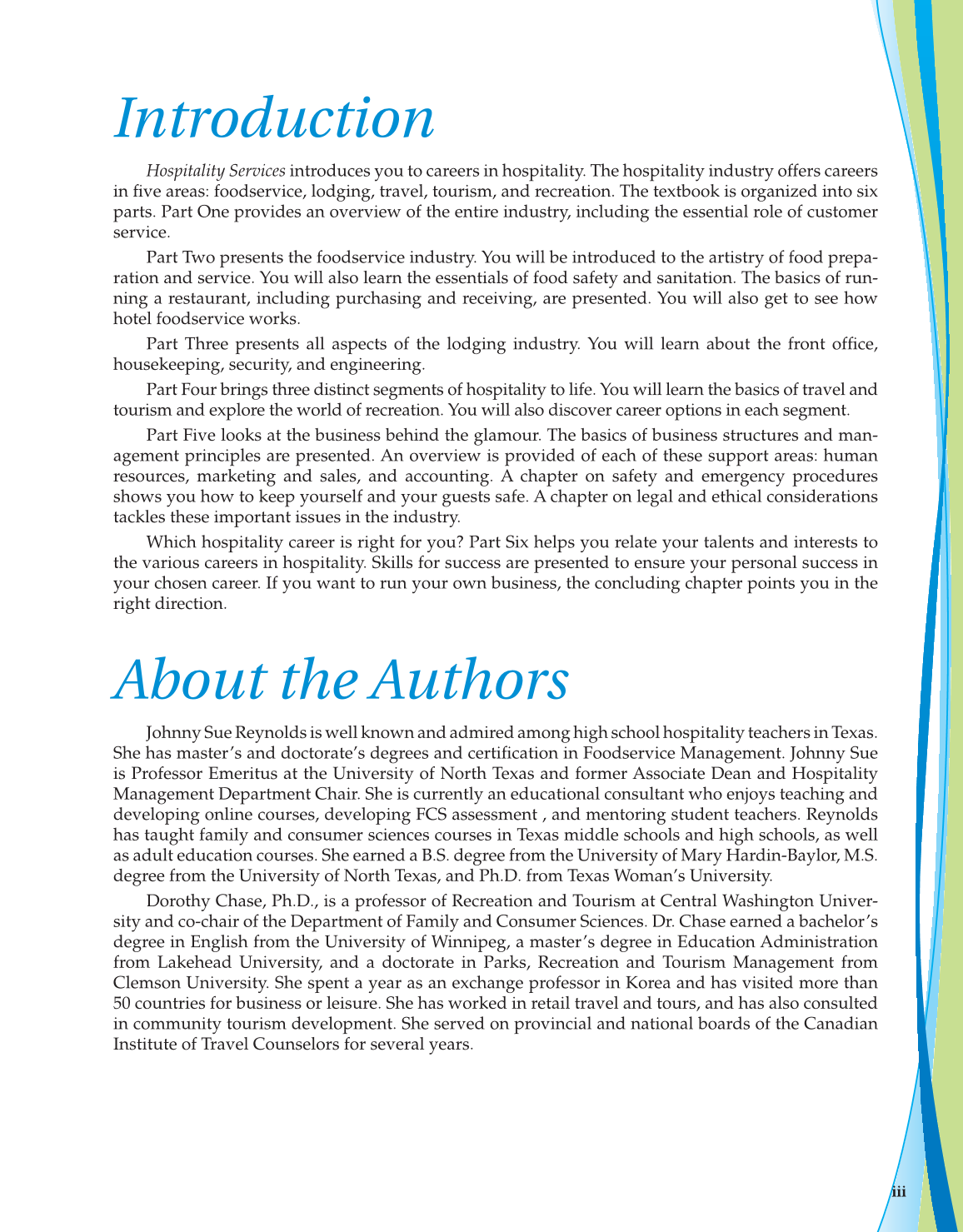 Hospitality Services, 3rd Edition page iii