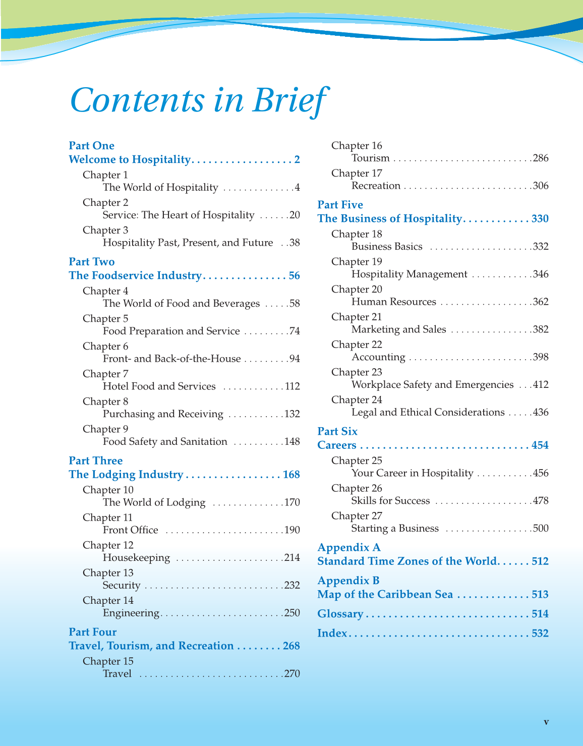 Hospitality Services, 3rd Edition page v