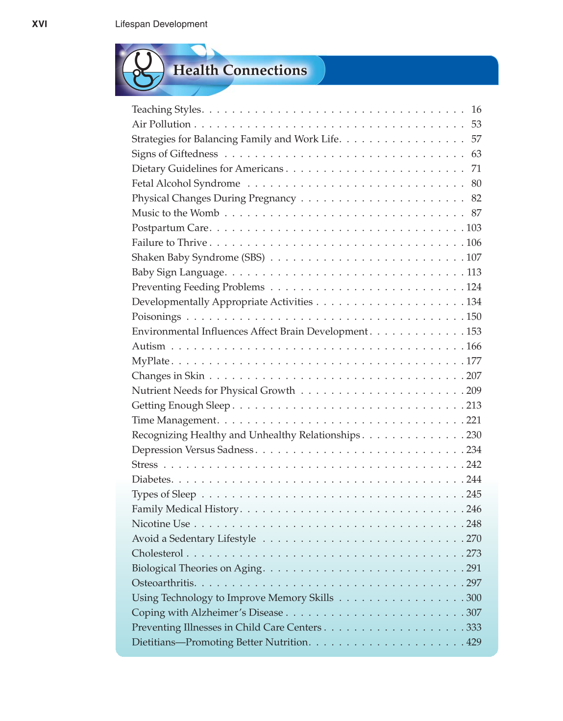 Lifespan Development, 1st Edition page XVI