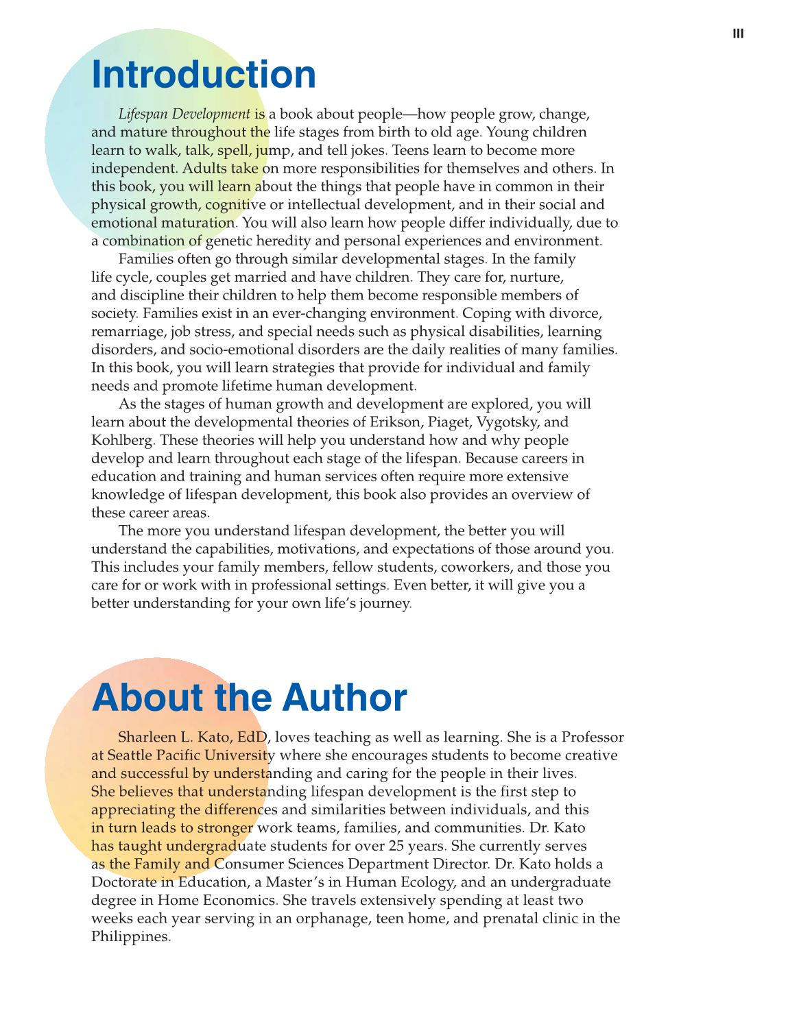 Lifespan Development, 1st Edition page III