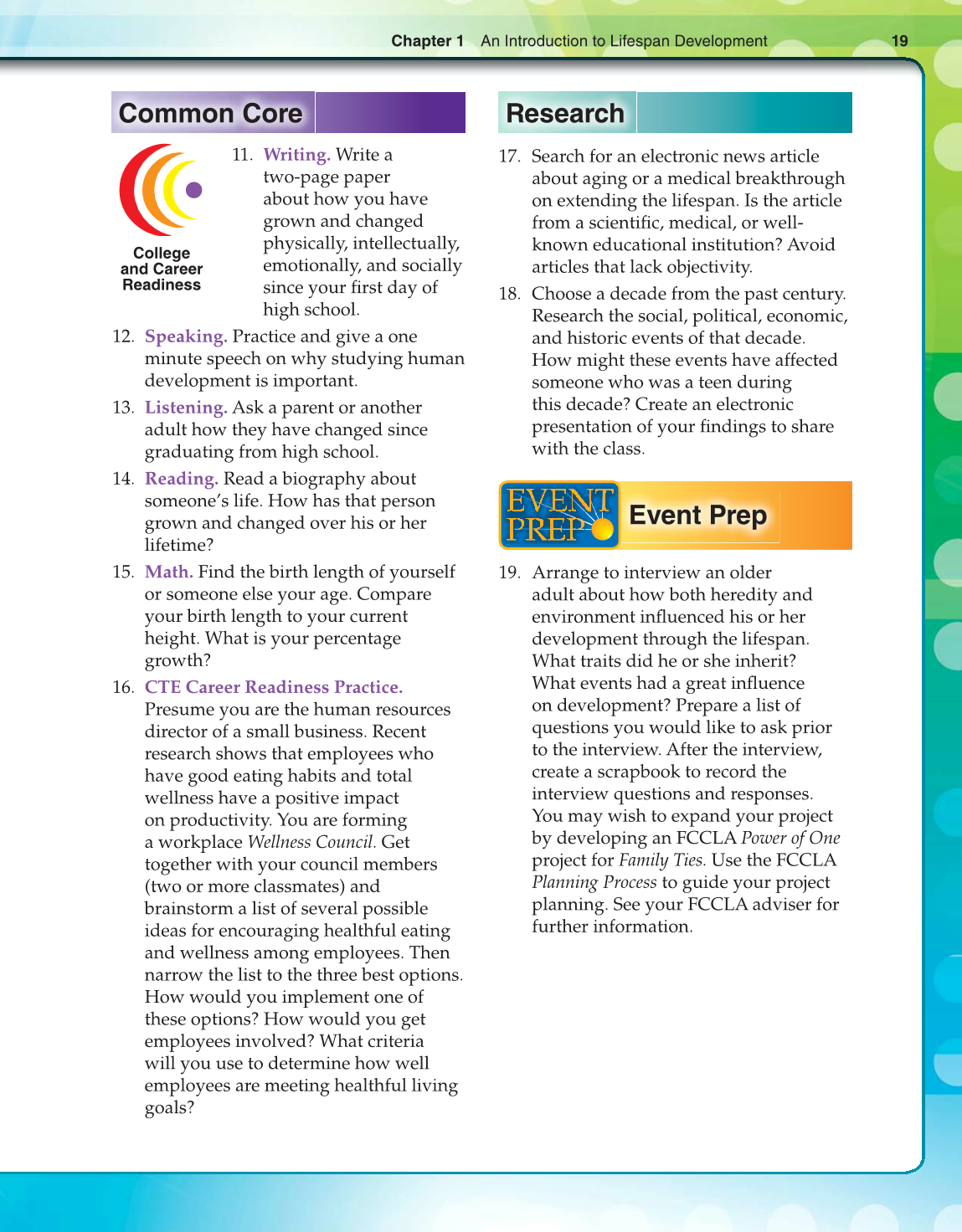 Lifespan Development, 1st Edition page 19