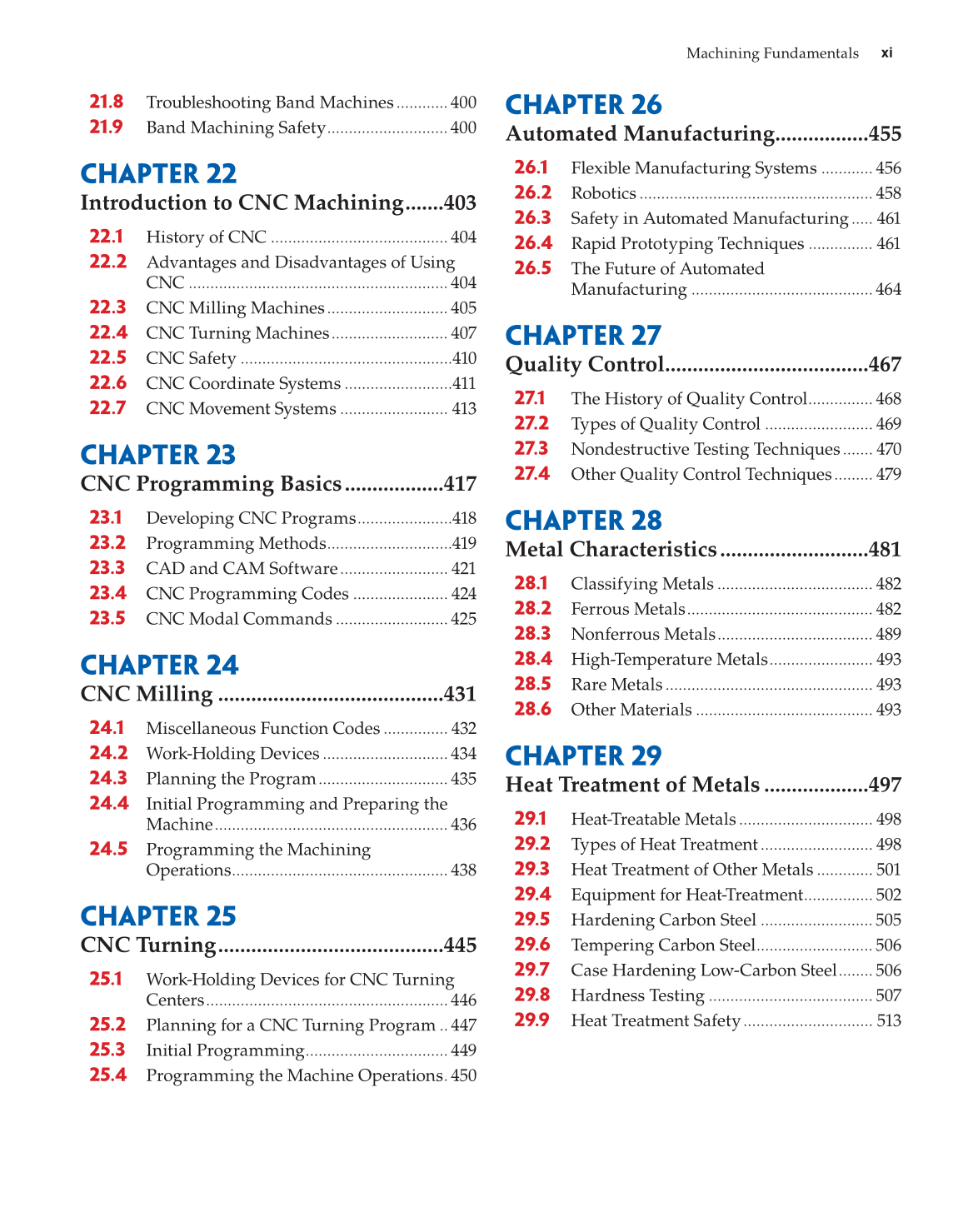 Machining Fundamentals, 9th Edition page xi