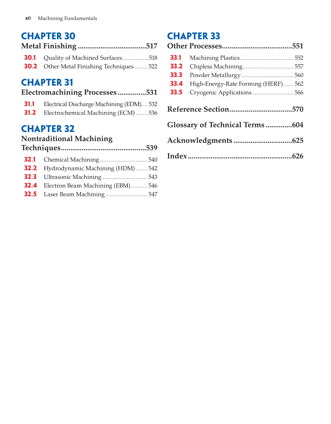 Machining Fundamentals, 9th Edition page xii