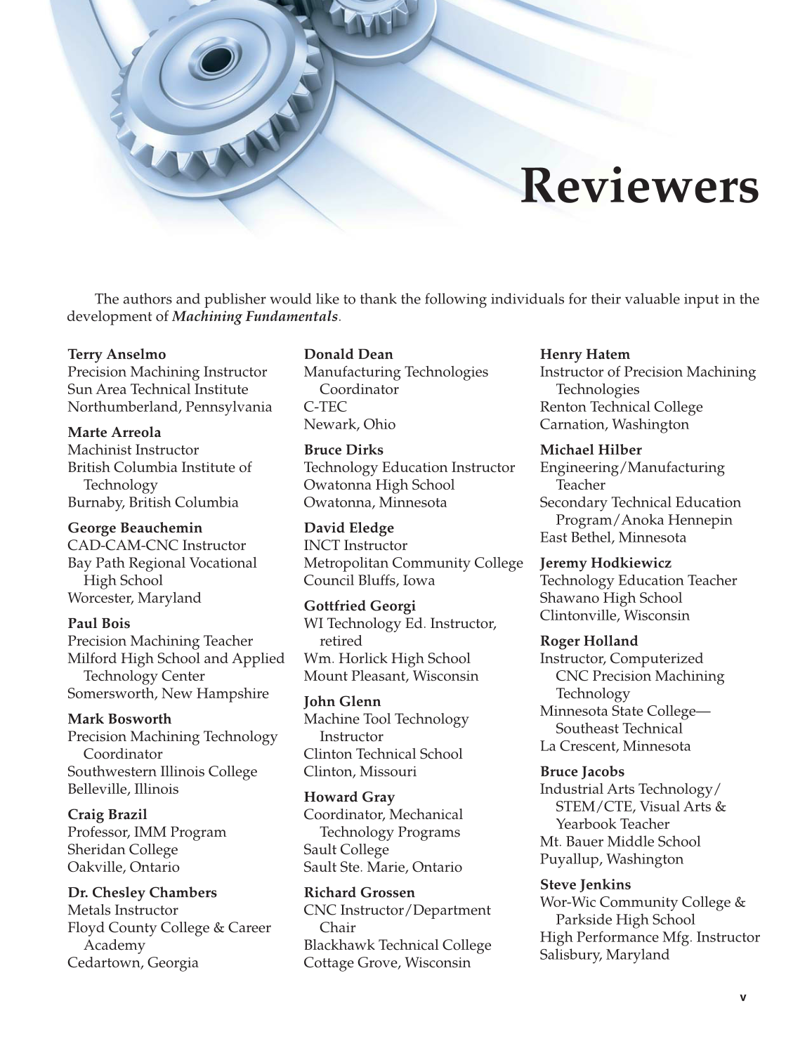 Machining Fundamentals, 9th Edition page v