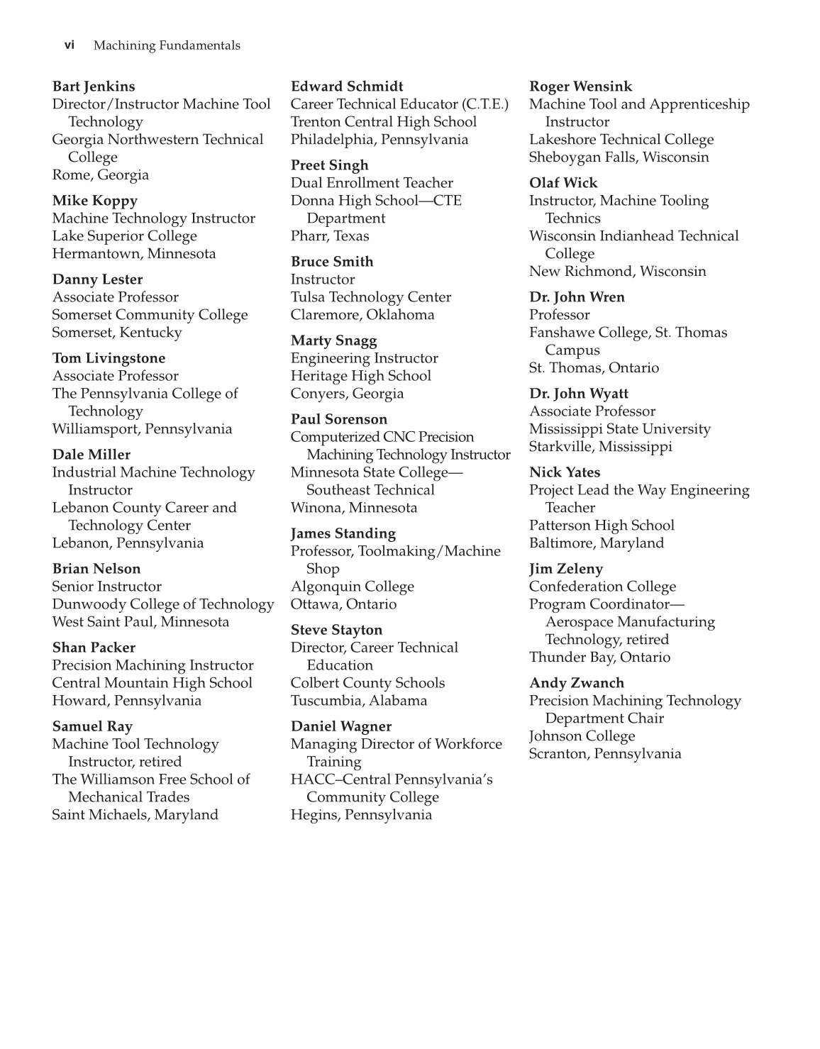Machining Fundamentals, 9th Edition page vi
