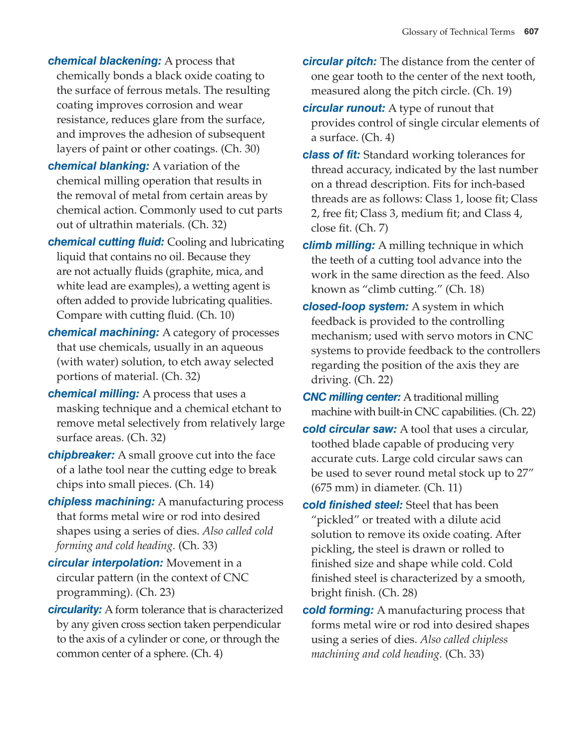 Machining Fundamentals, 9th Edition page 607