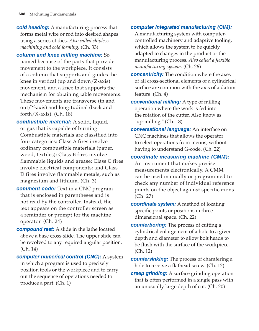Machining Fundamentals, 9th Edition page 608