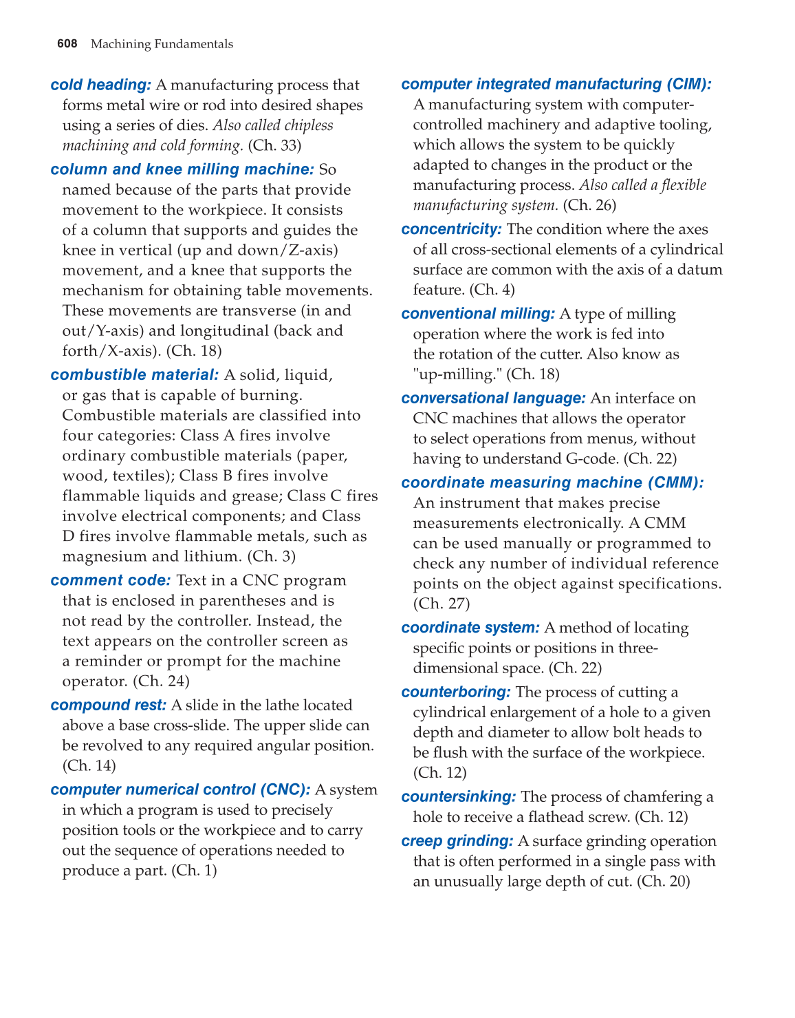 Machining Fundamentals, 9th Edition page 608