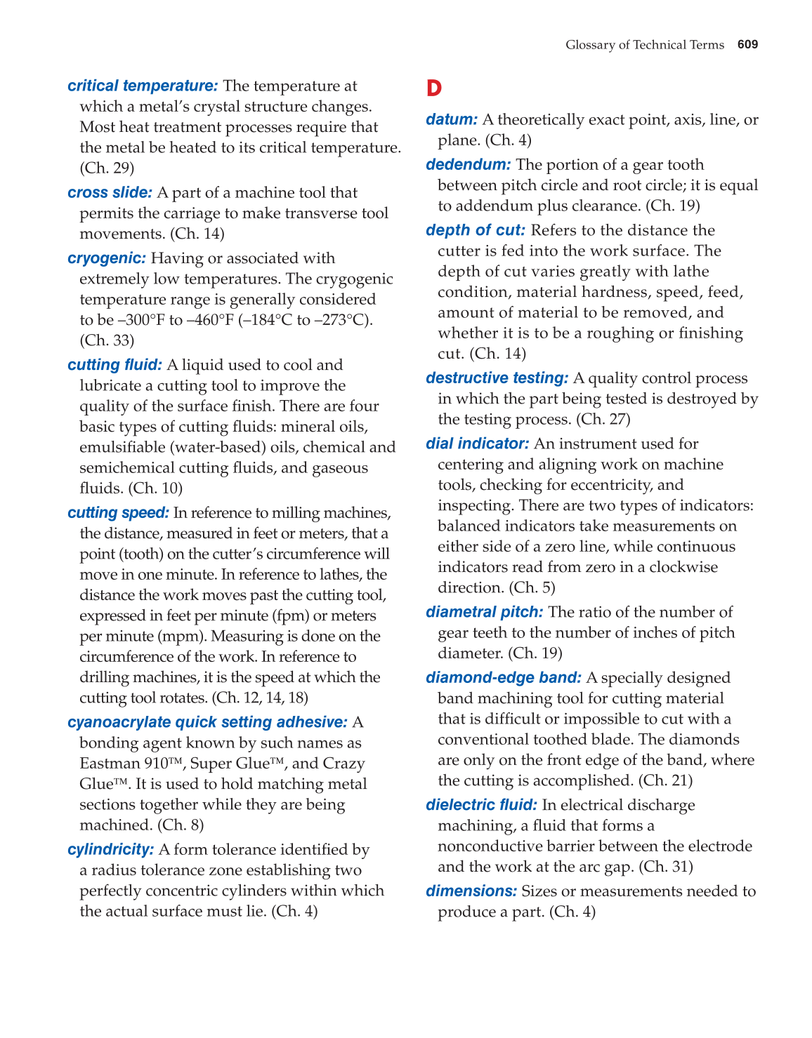Machining Fundamentals, 9th Edition page 609
