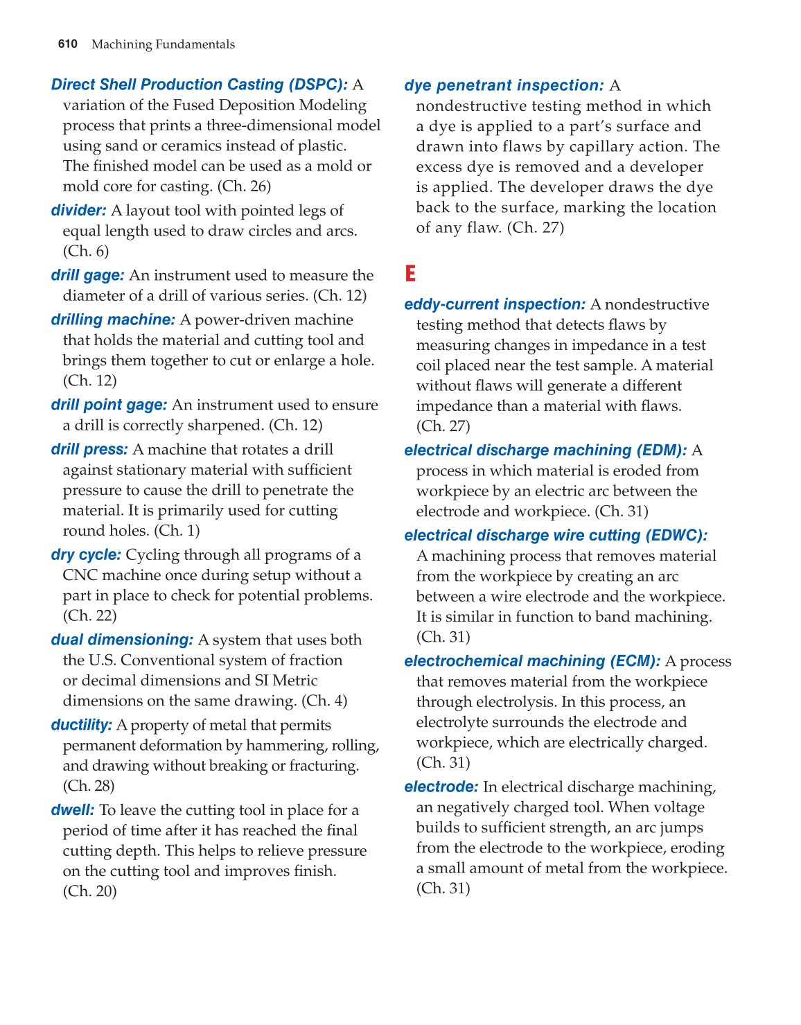 Machining Fundamentals, 9th Edition page 610
