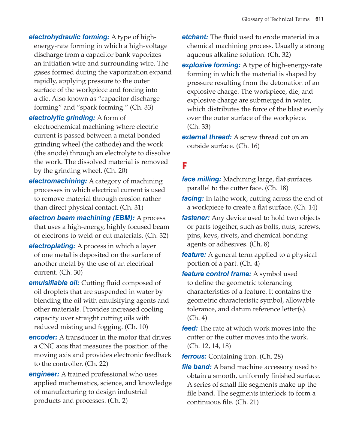 Machining Fundamentals, 9th Edition page 611