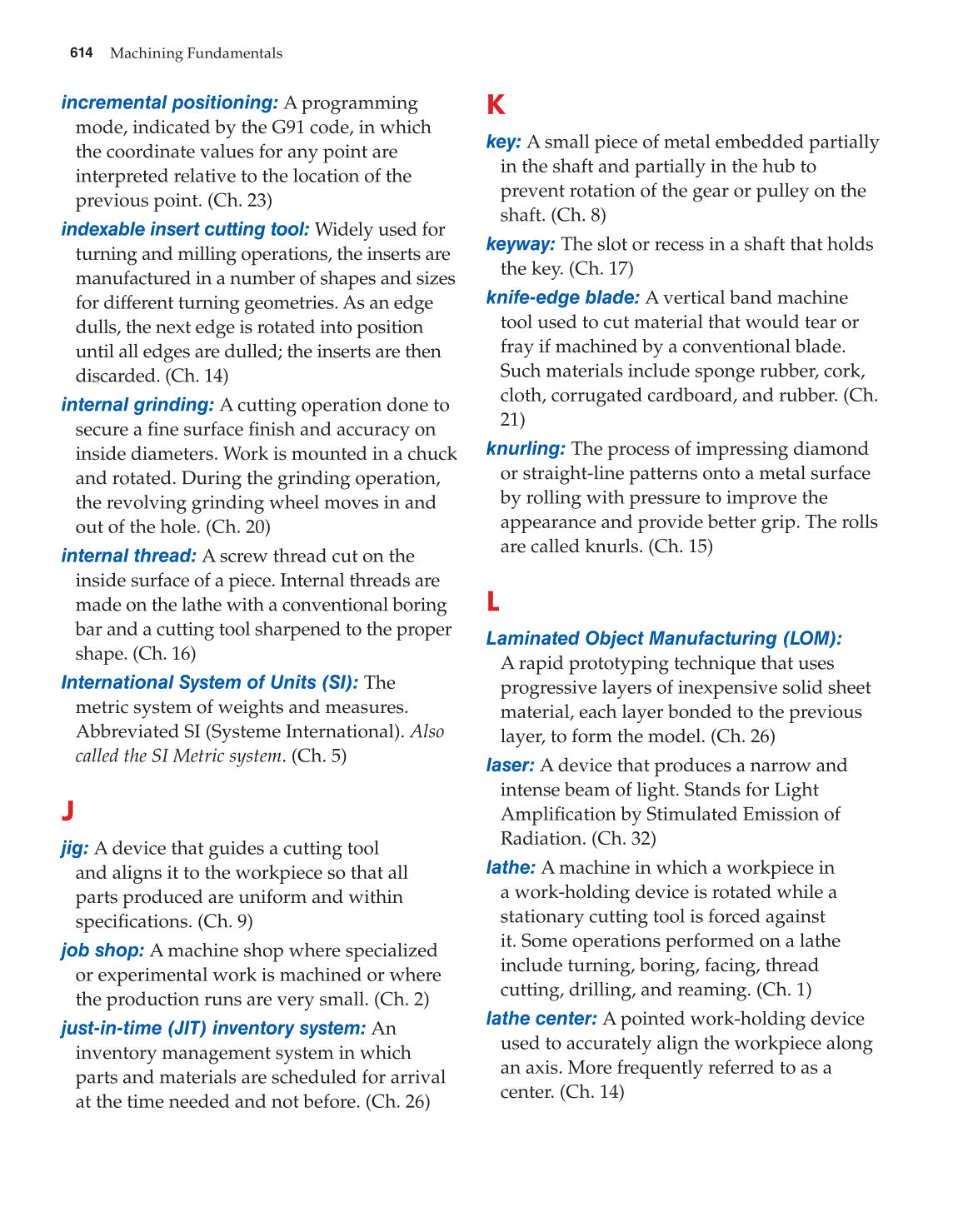 Machining Fundamentals, 9th Edition page 614