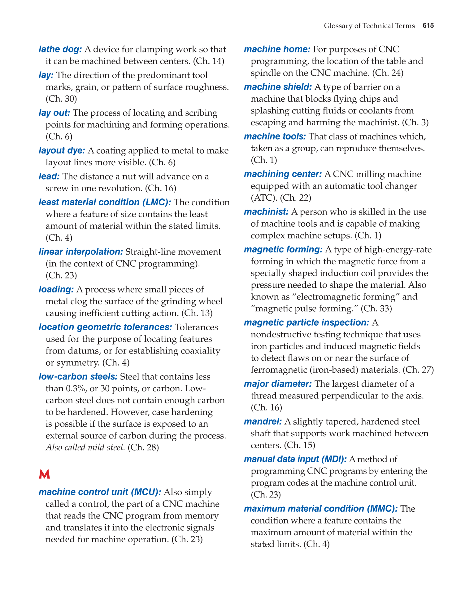 Machining Fundamentals, 9th Edition page 615
