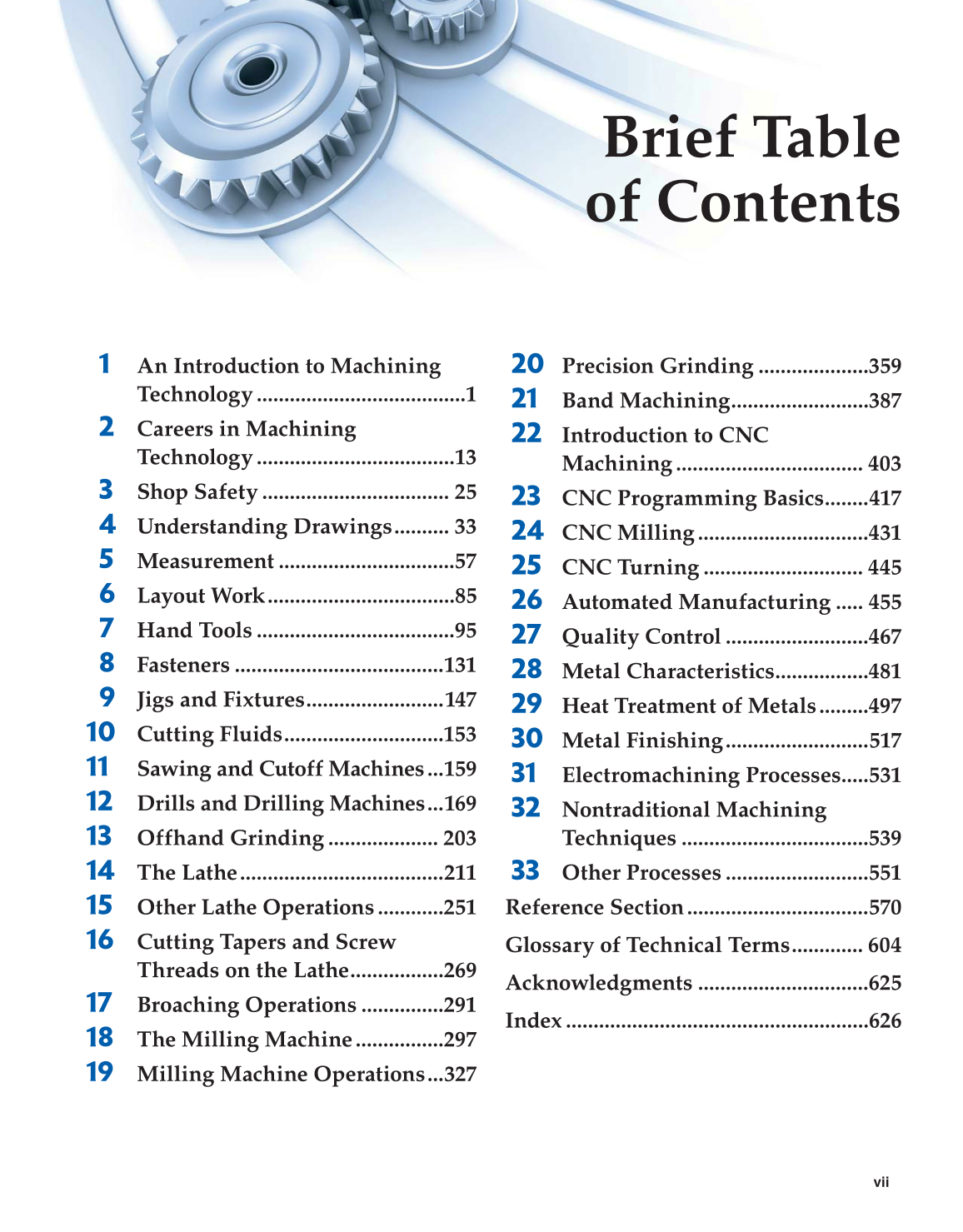 Machining Fundamentals, 9th Edition page vii