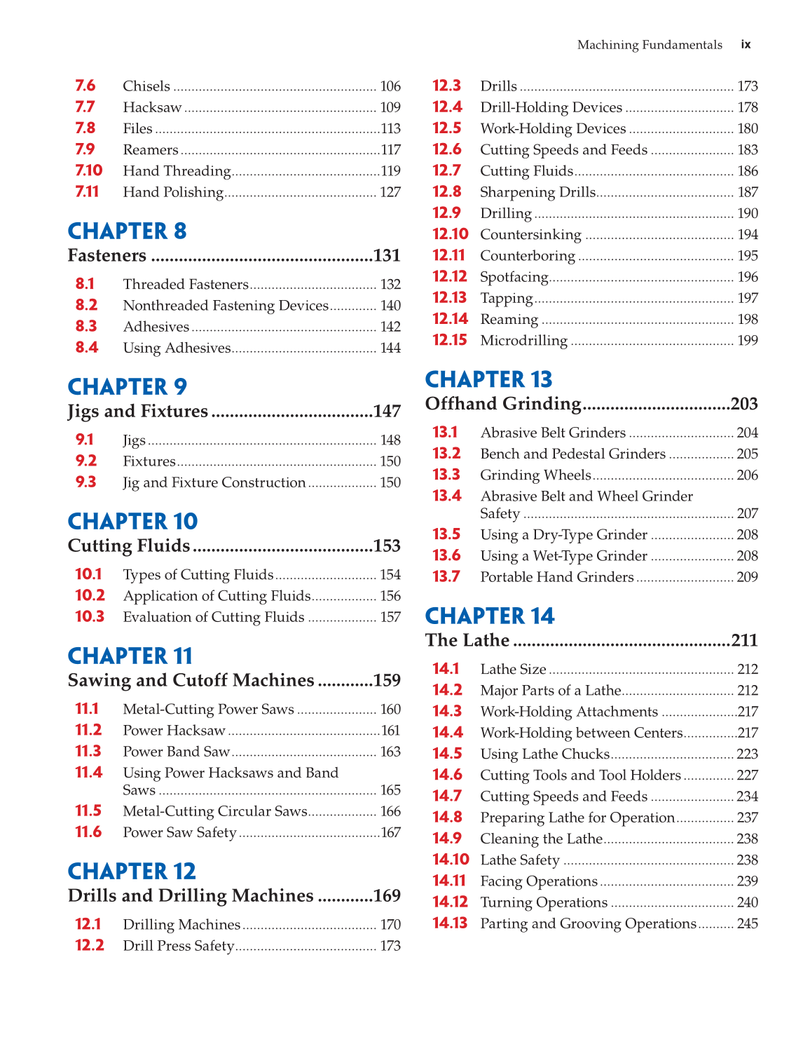 Machining Fundamentals, 9th Edition page ix
