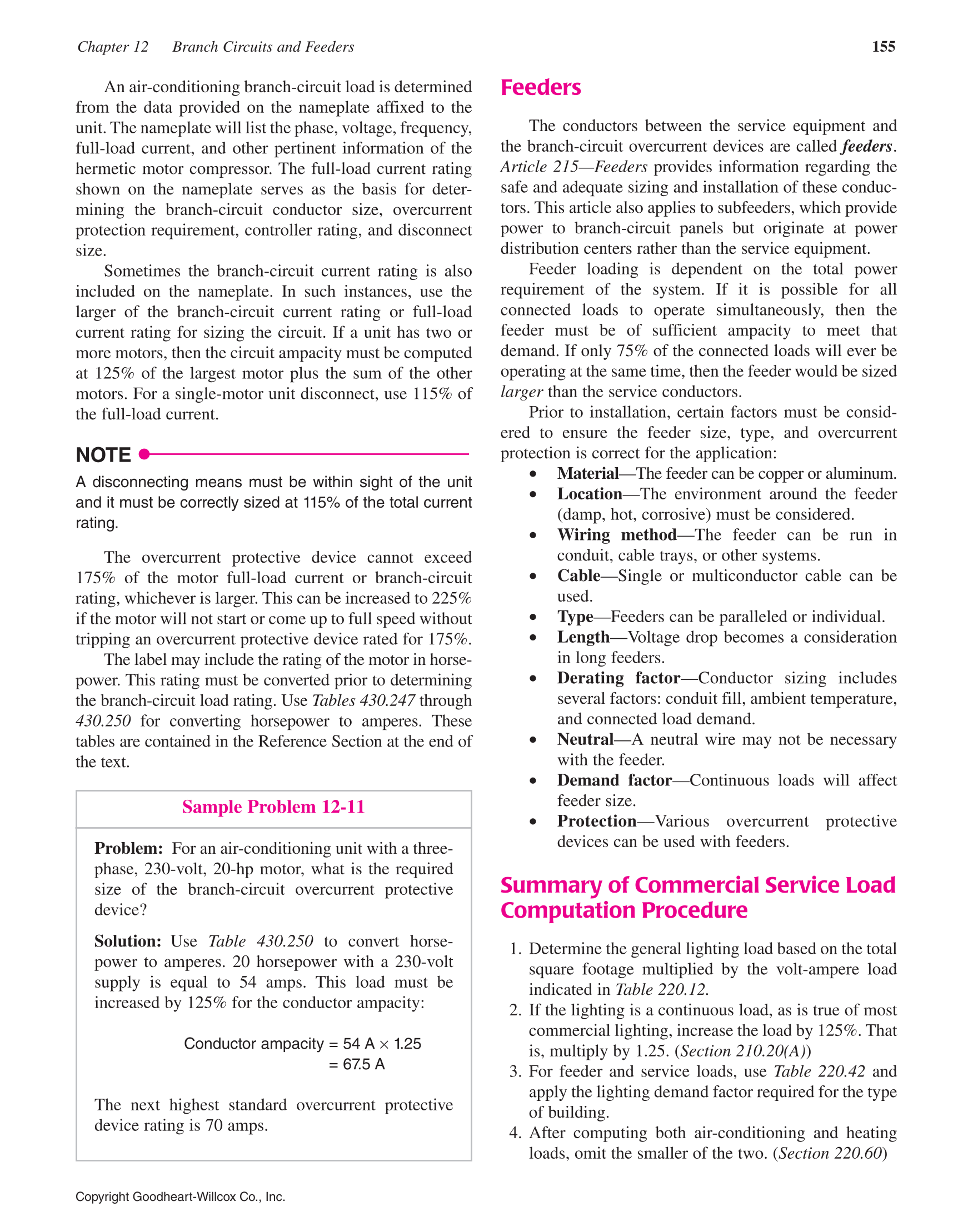Modern Commercial Wiring, 6th Edition page 155