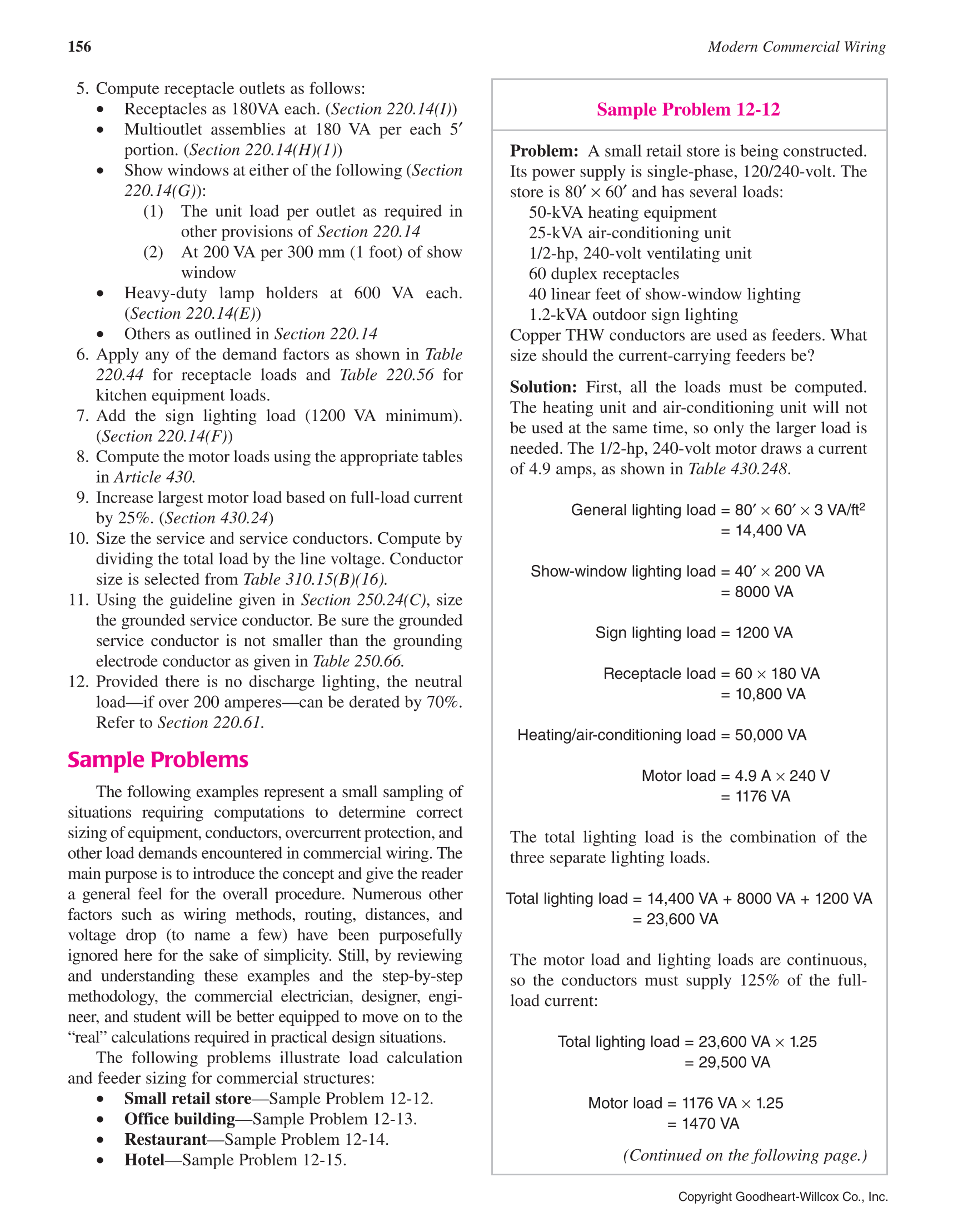 Modern Commercial Wiring, 6th Edition page 156