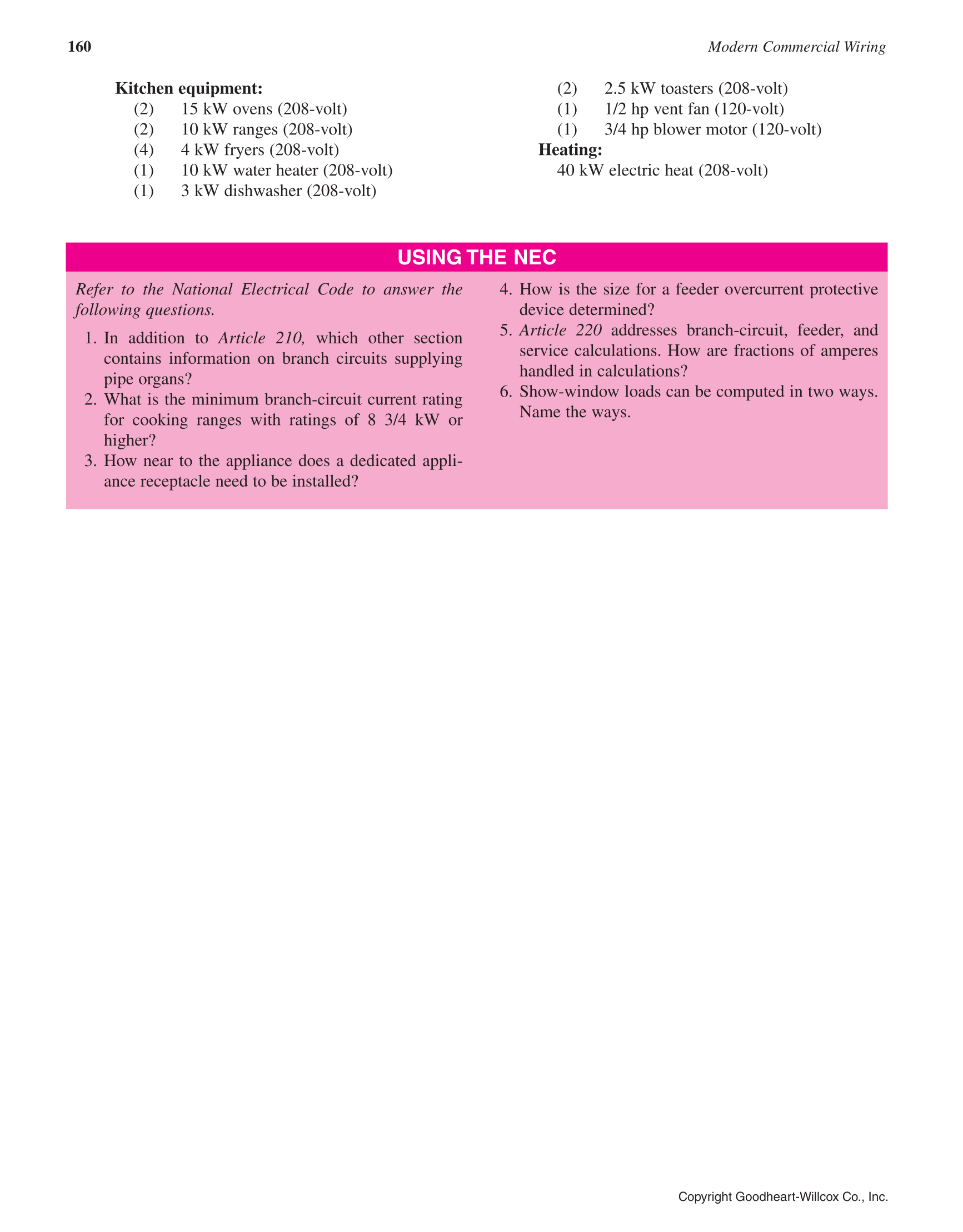 Modern Commercial Wiring, 6th Edition page 160