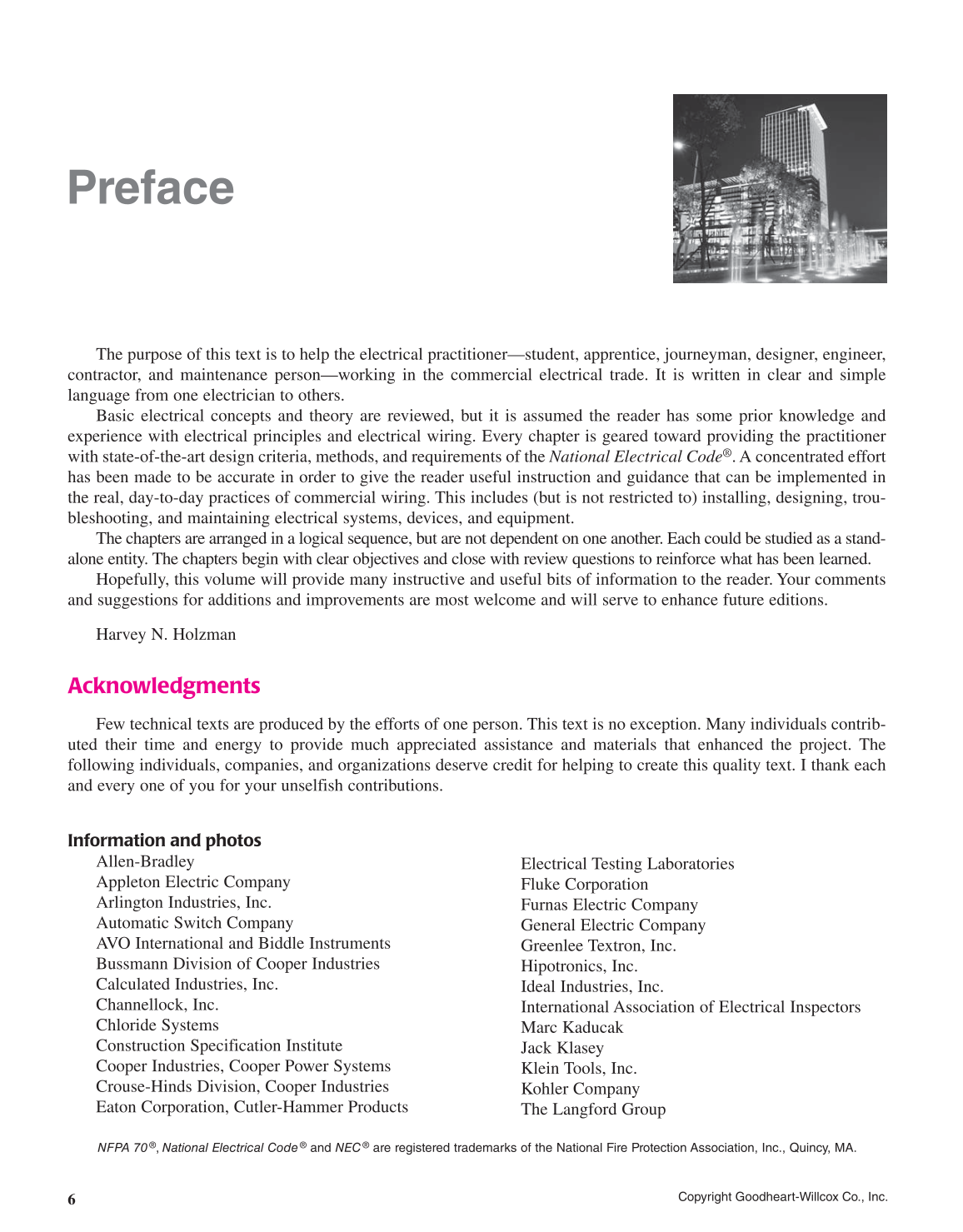 Modern Commercial Wiring, 6th Edition page 6
