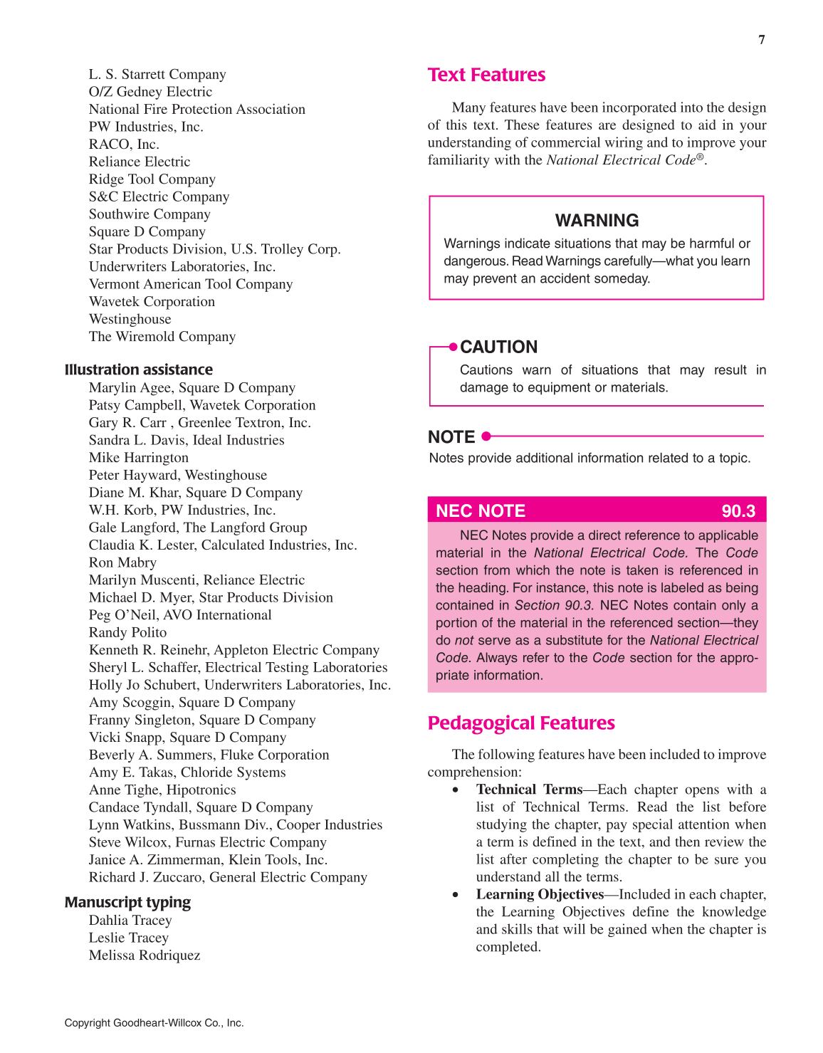 Modern Commercial Wiring, 6th Edition page 7