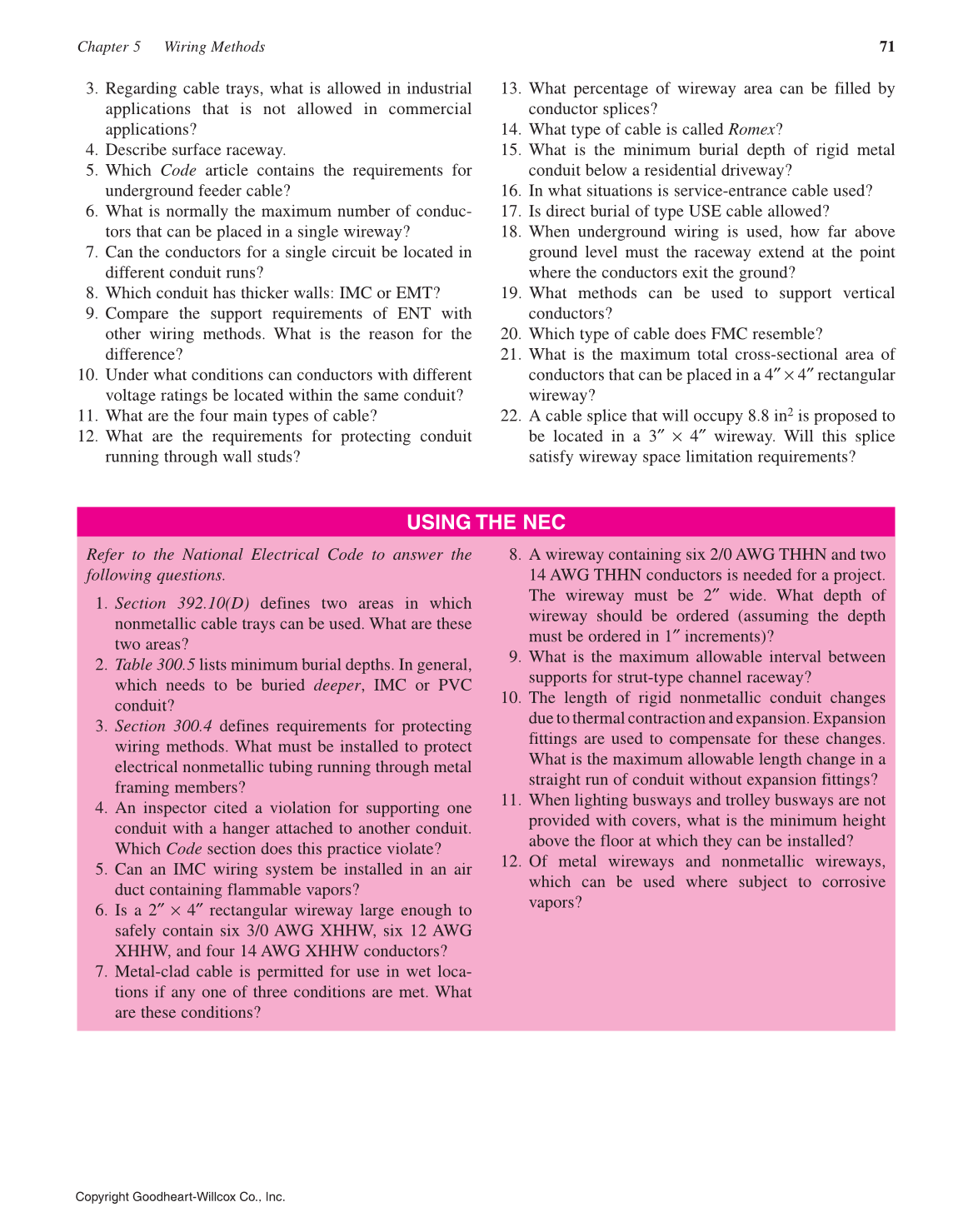 Modern Commercial Wiring, 6th Edition page 71