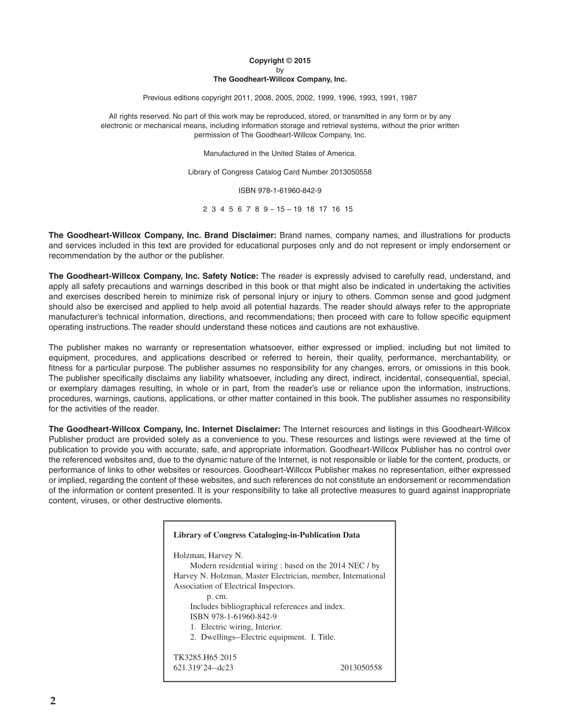 Modern Residential Wiring, 10th Edition page 2