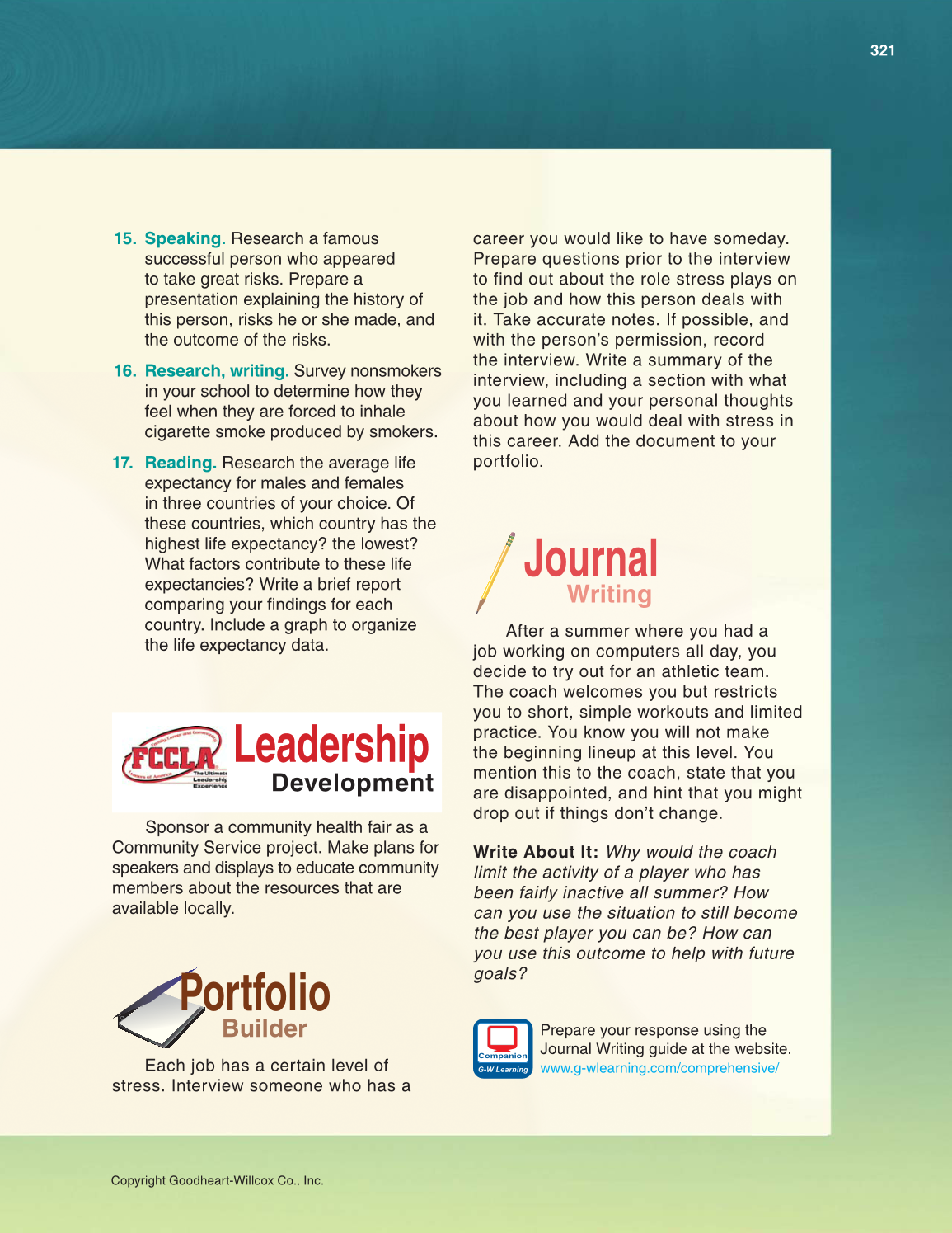 Succeeding in Life and Career: Foundations of Human Studies, 11th Edition page 321