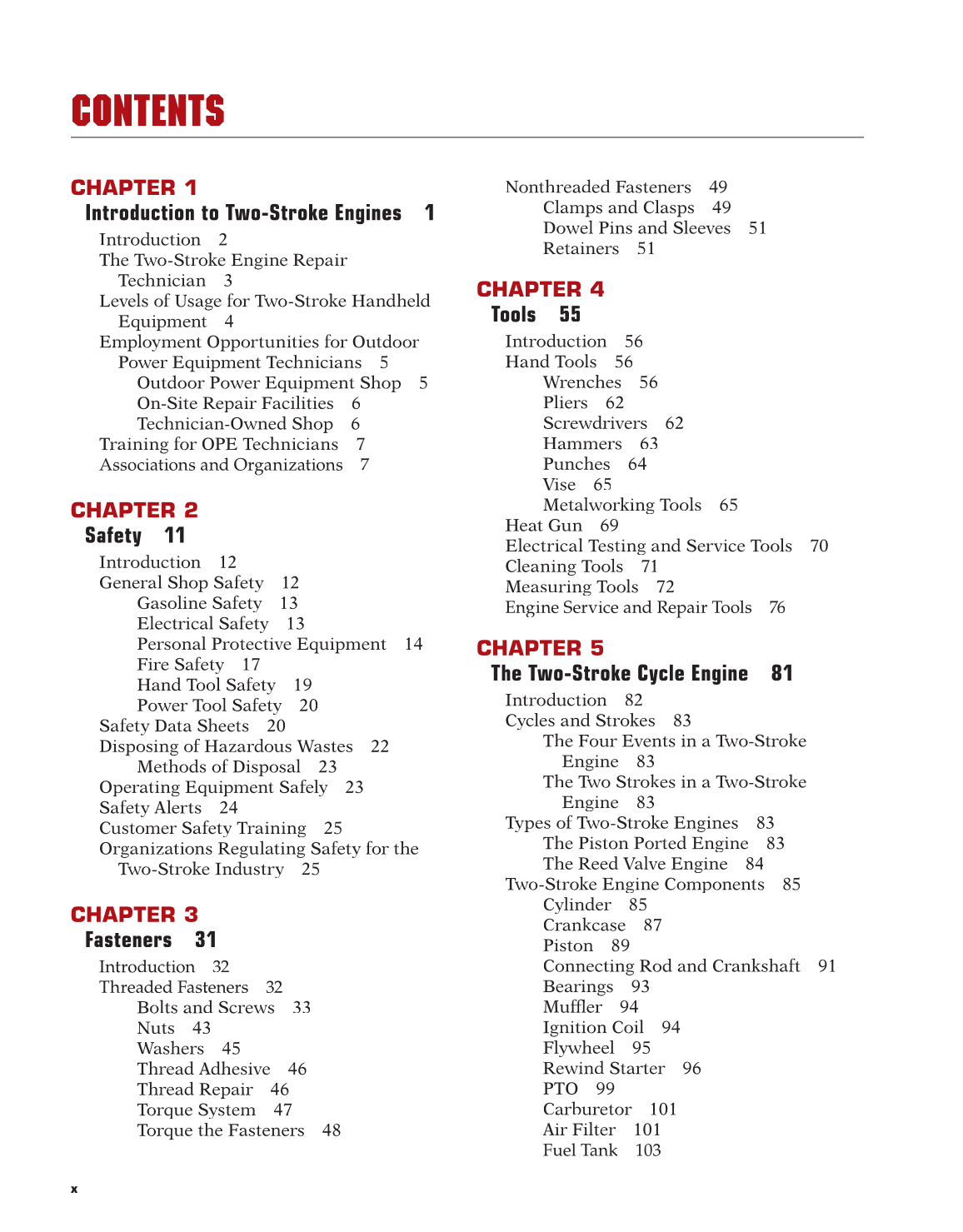 Two-Stroke Engines, 1st Edition page x