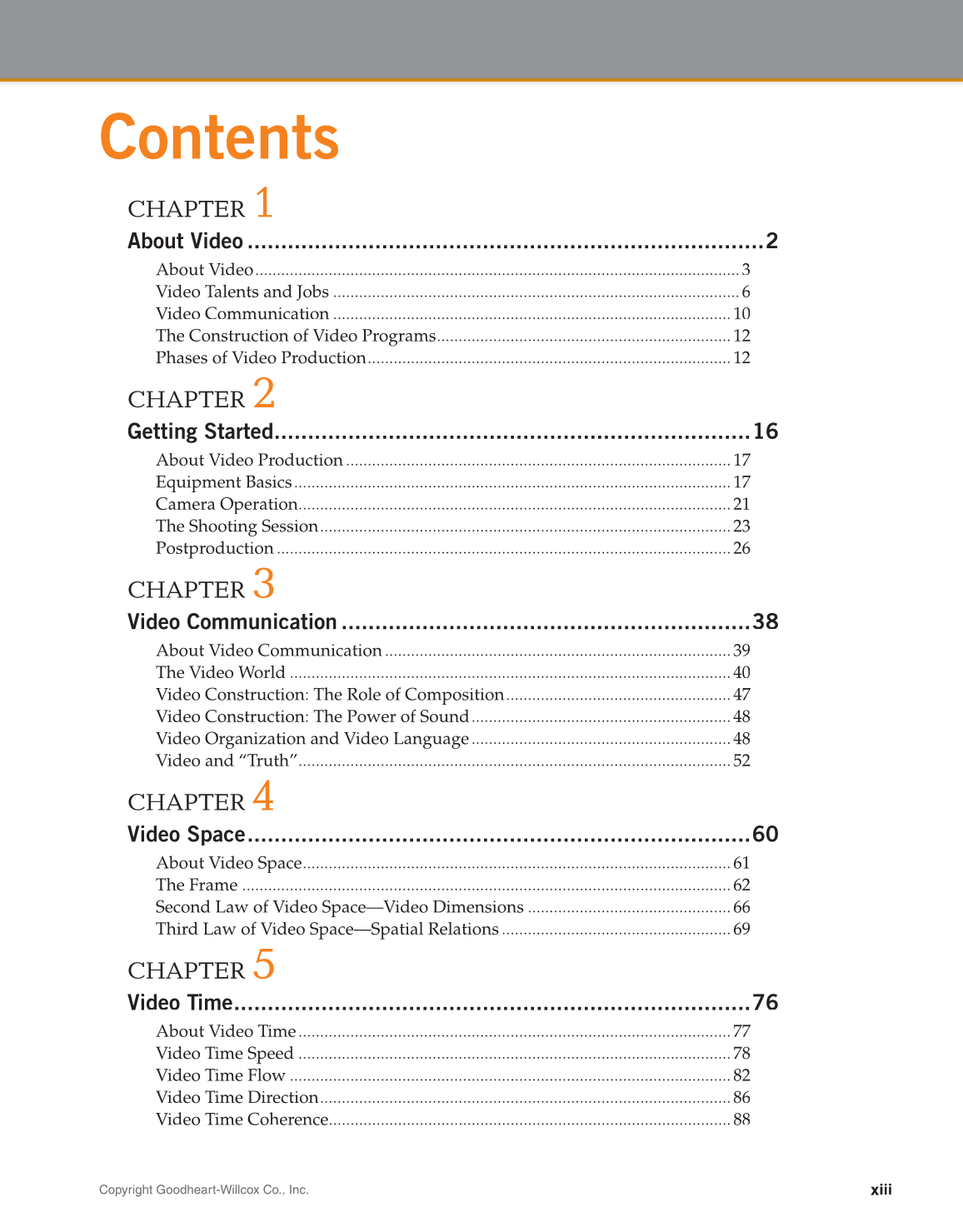 Video: Digital Communication & Production, 4th Edition page xiii