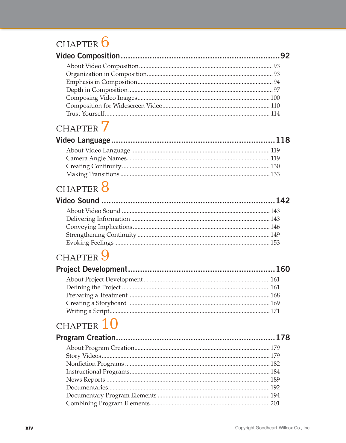 Video: Digital Communication & Production, 4th Edition page xiv
