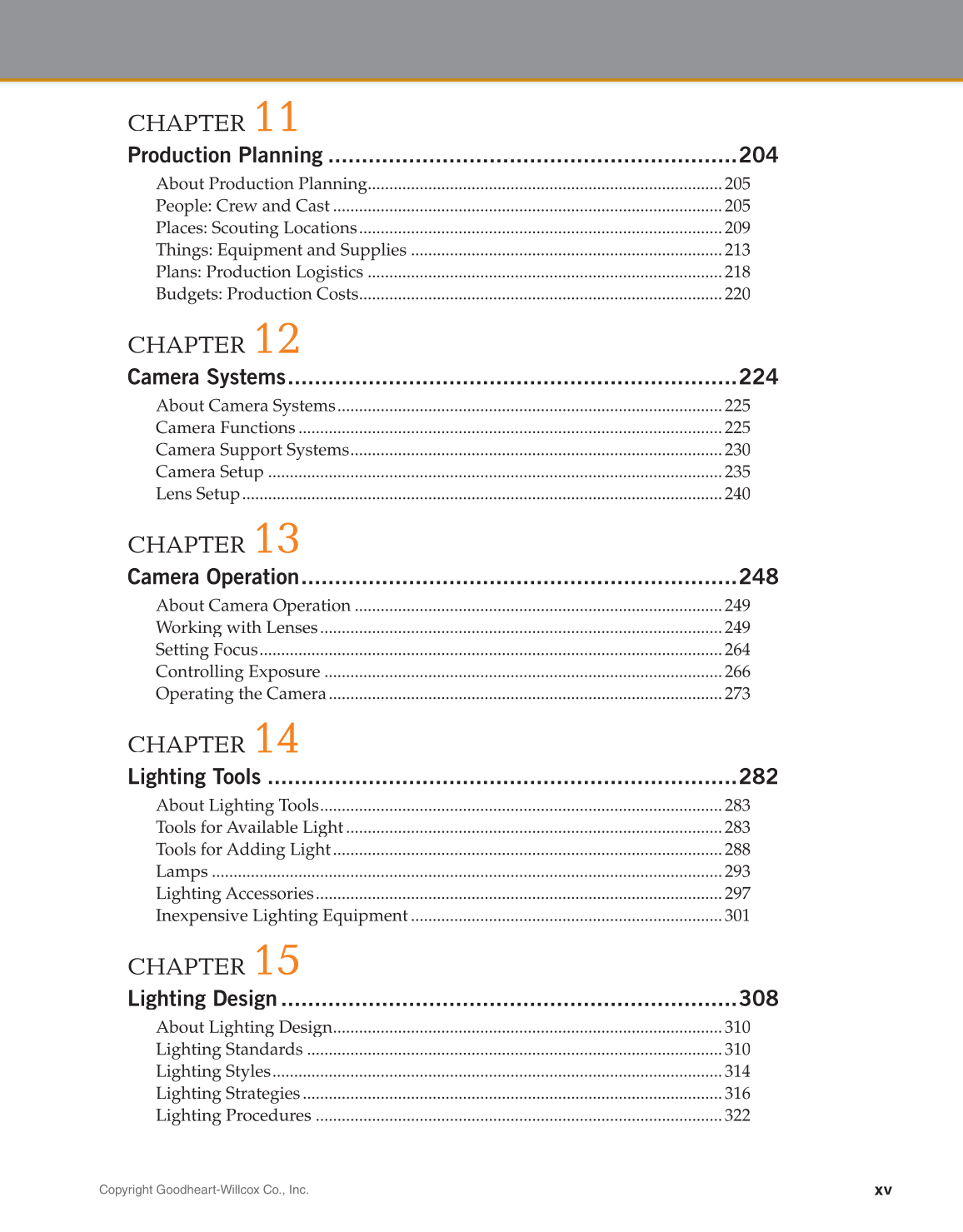 Video: Digital Communication & Production, 4th Edition page xv