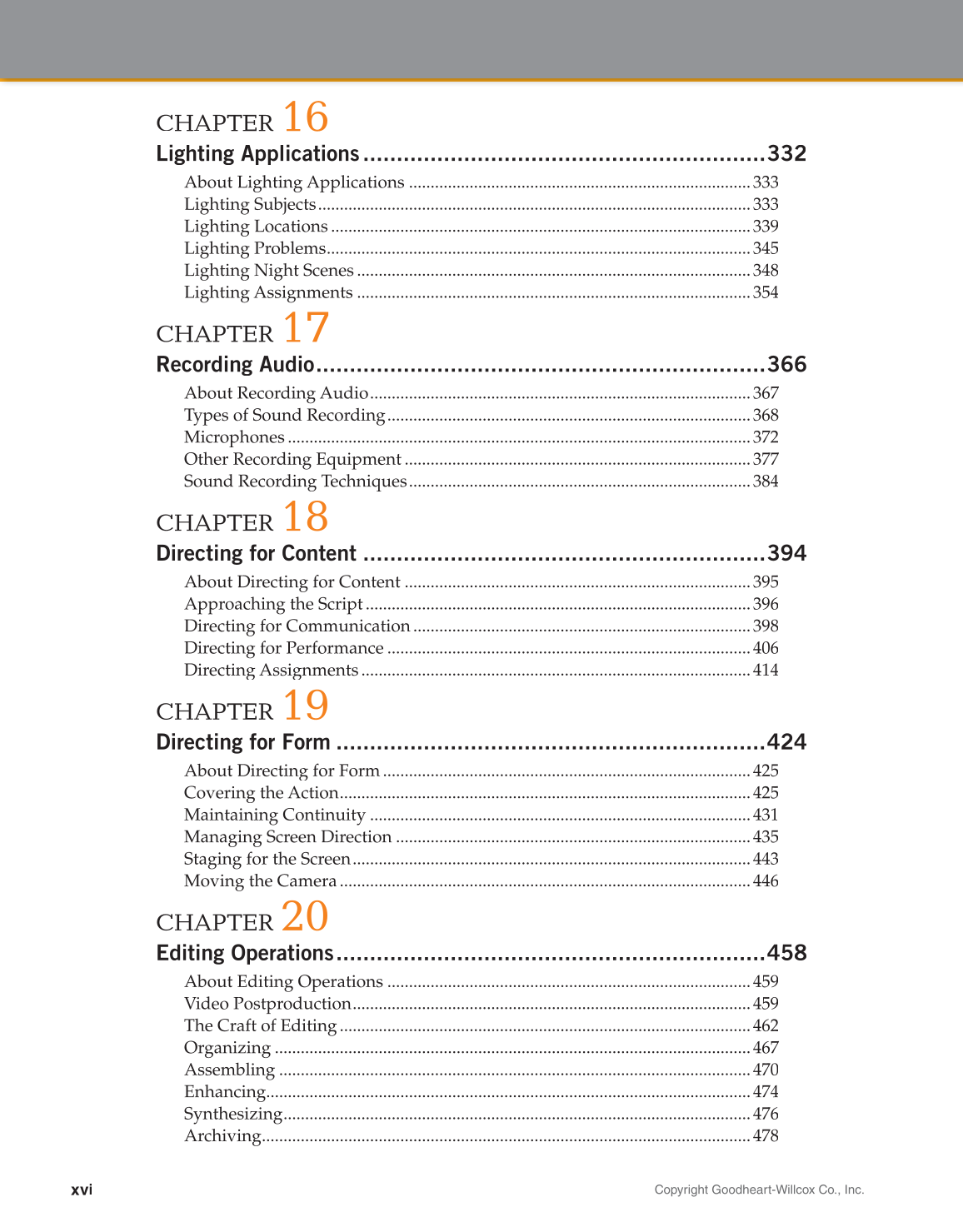 Video: Digital Communication & Production, 4th Edition page xvi