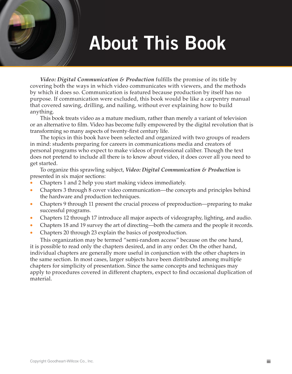 Video: Digital Communication & Production, 4th Edition page iii