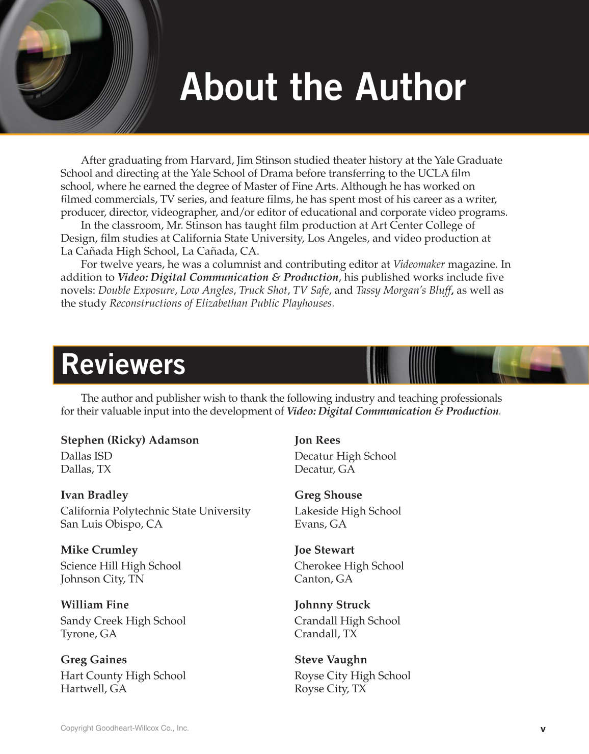 Video: Digital Communication & Production, 4th Edition page v