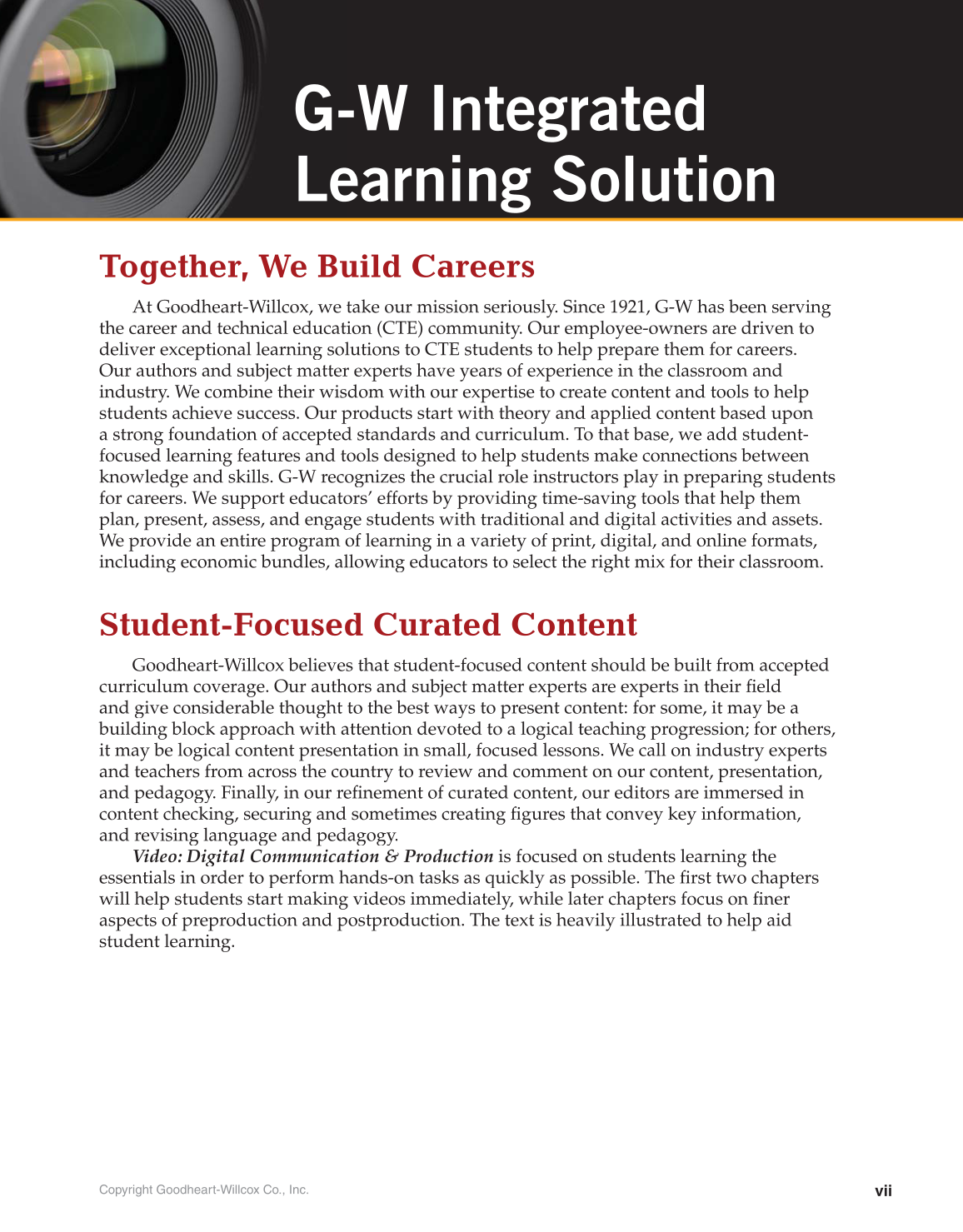 Video: Digital Communication & Production, 4th Edition page vii