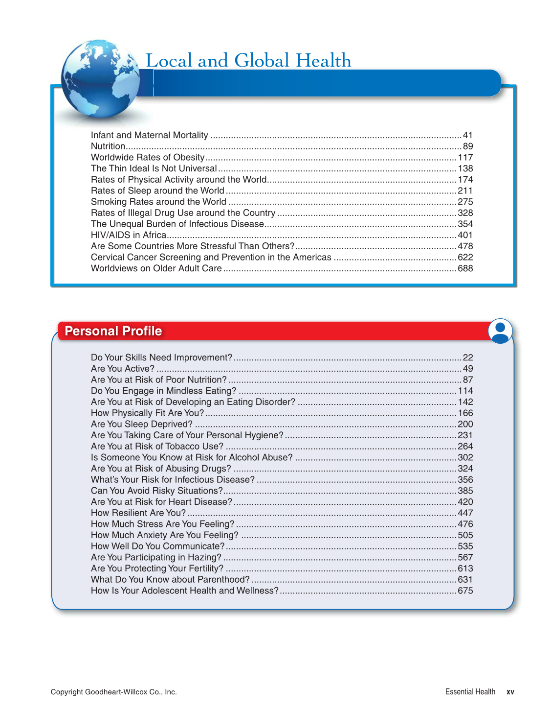 Essential Health, 1st Edition page xv