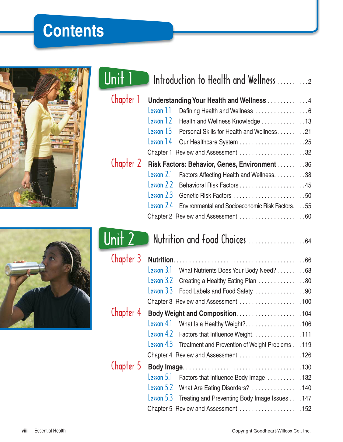Essential Health, 1st Edition page viii