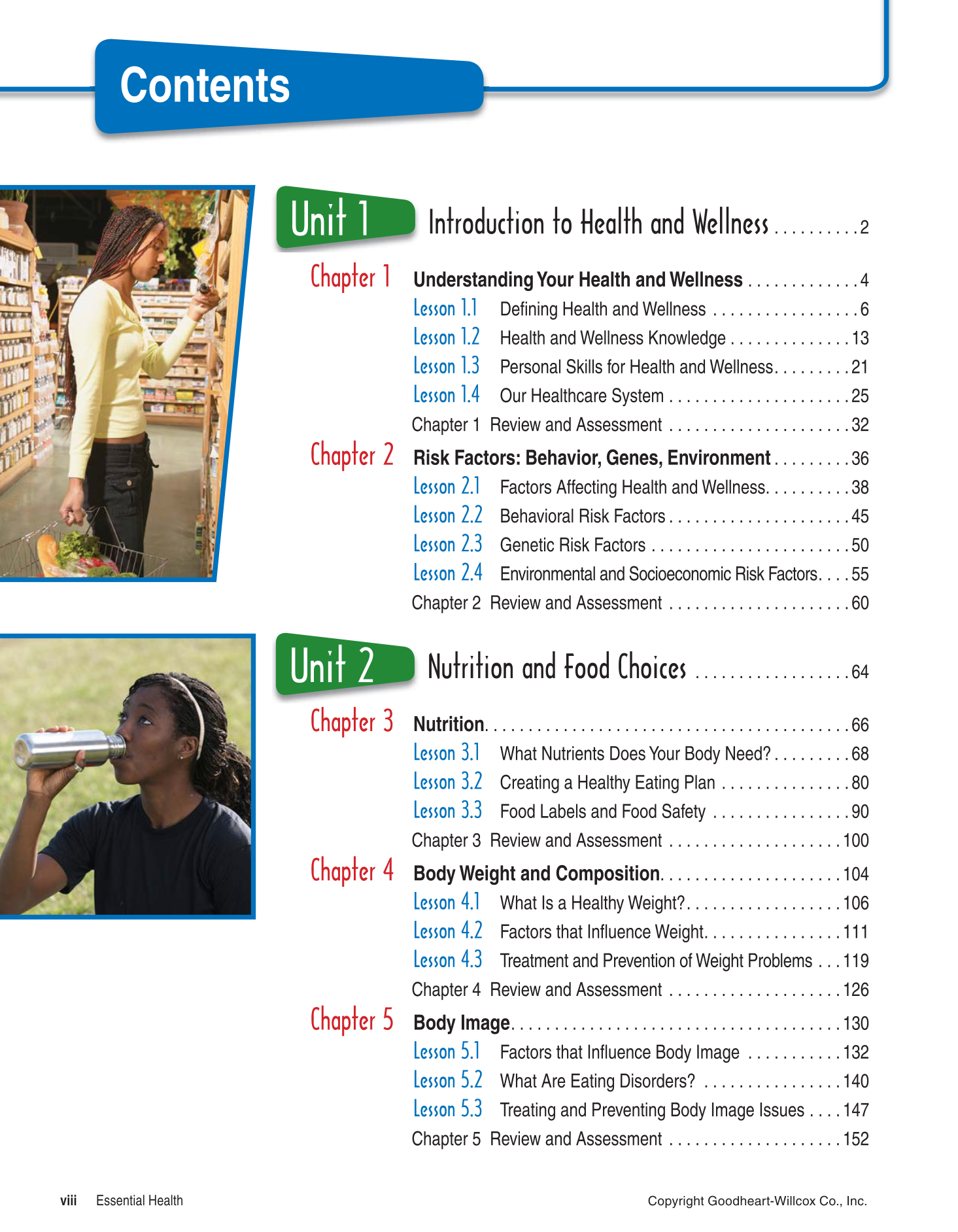 Essential Health, 1st Edition page viii