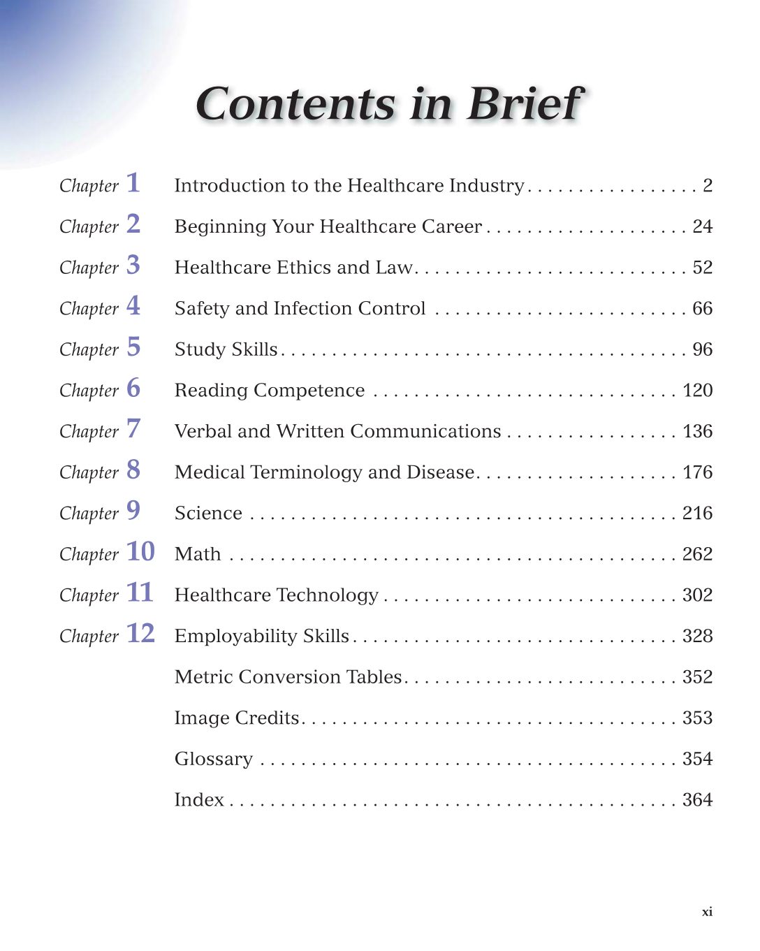 Essential Skills for Health Career Success, 1st Edition page xi
