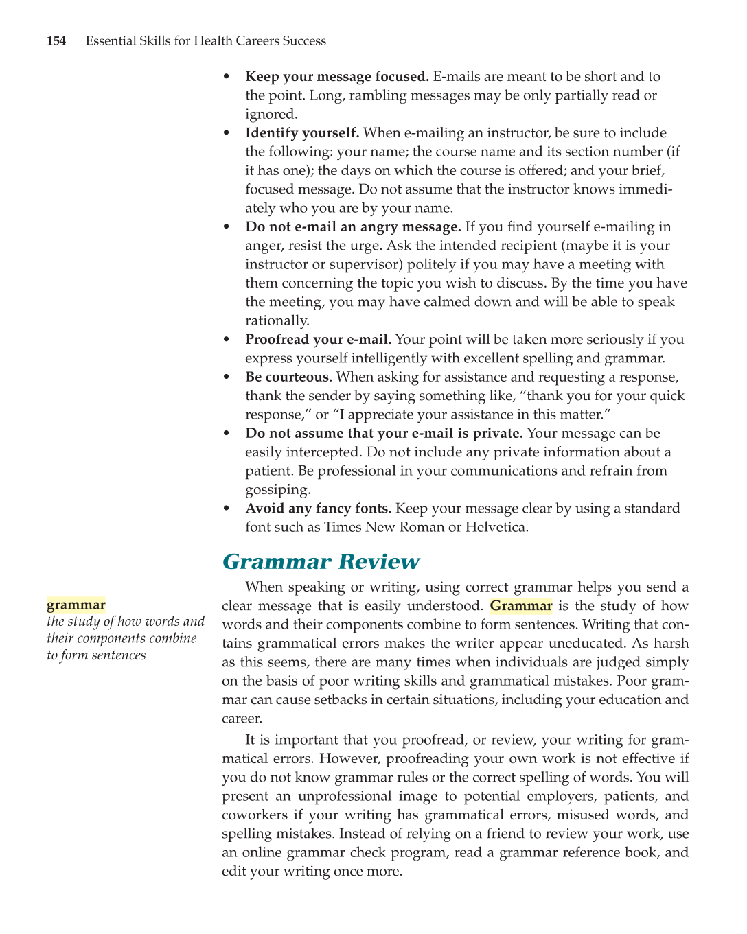 Essential Skills for Health Career Success, 1st Edition page 154