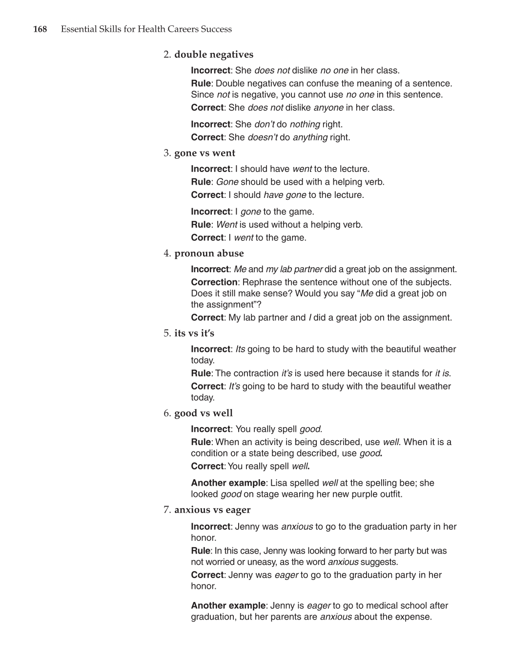 Essential Skills for Health Career Success, 1st Edition page 168