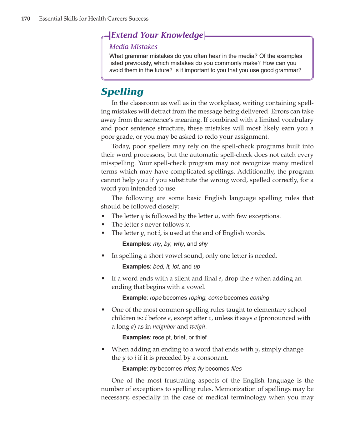 Essential Skills for Health Career Success, 1st Edition page 170