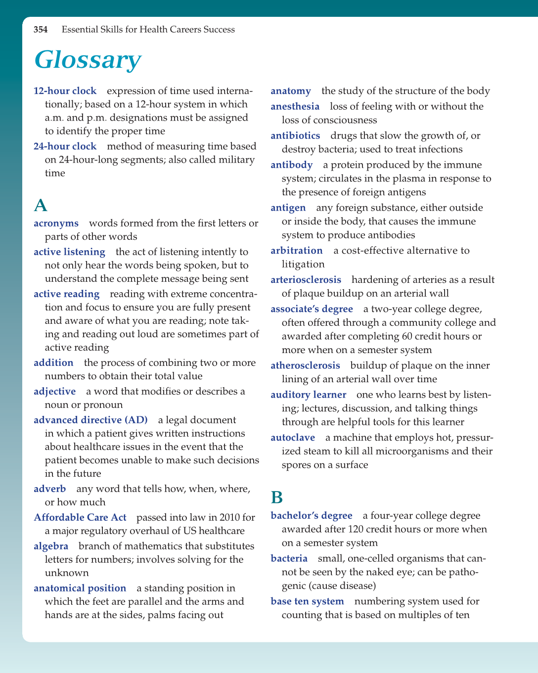 Essential Skills for Health Career Success, 1st Edition page 354